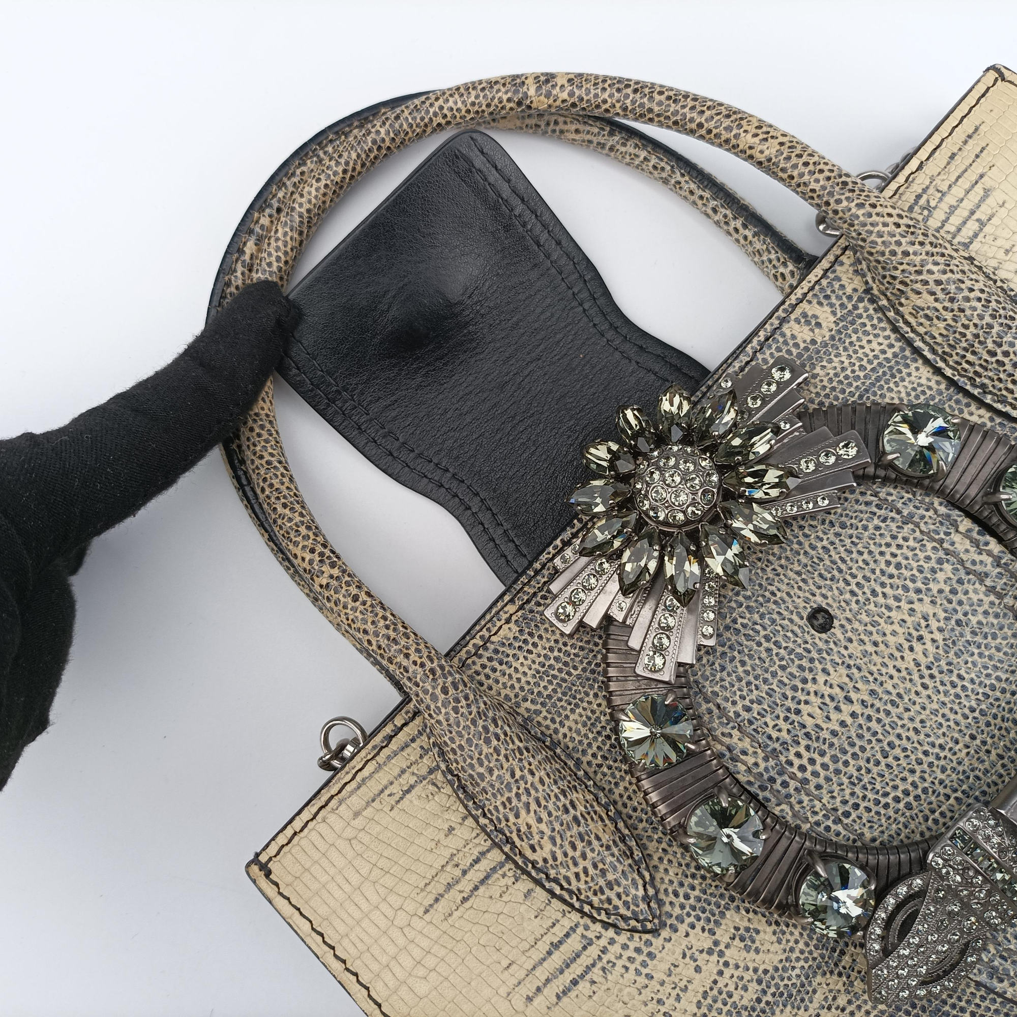 Miu Lady Beige Lizard Embossed Leather 5BA044 53ミュウ レディ ベージュ リザード型押しレザー 5BA044 53