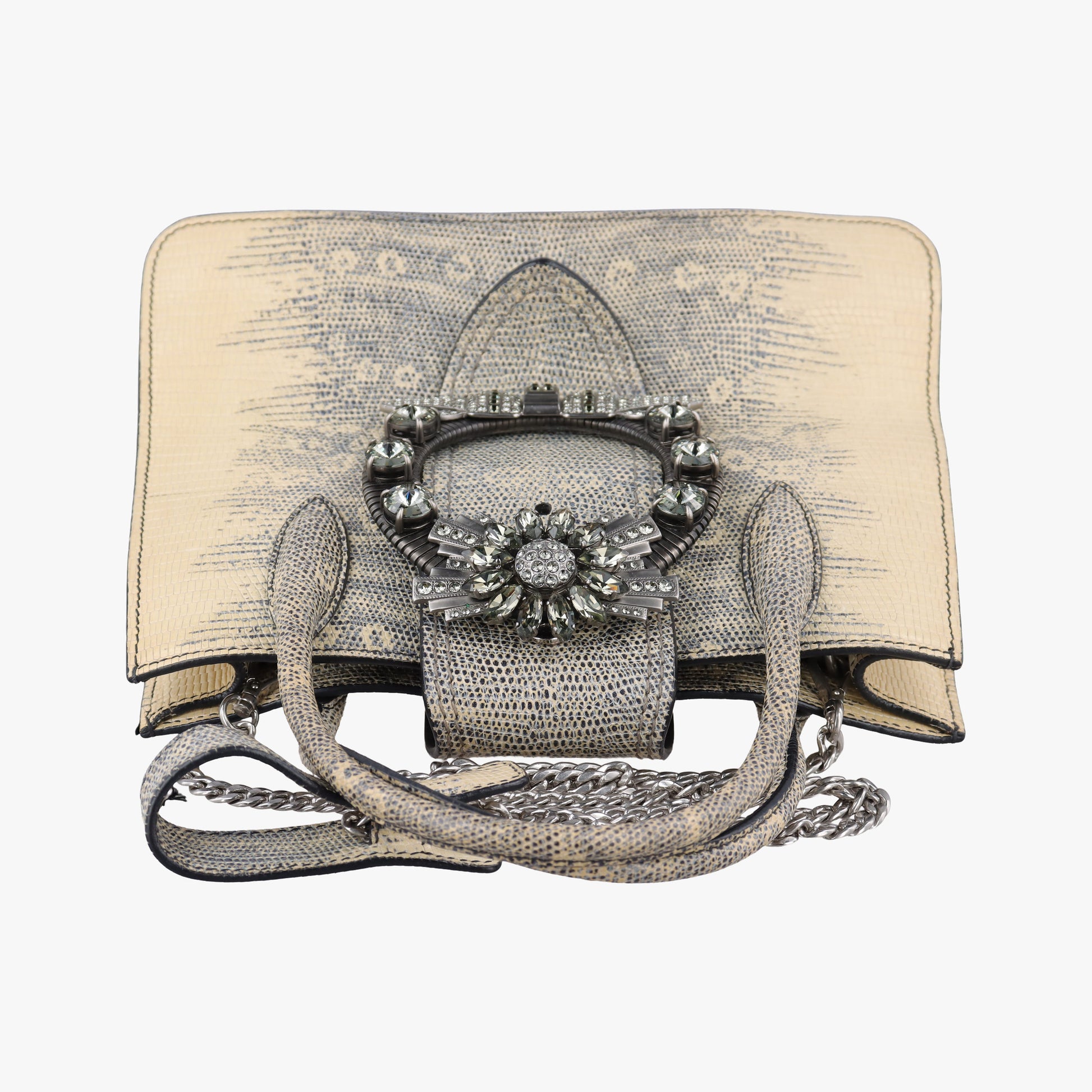 Miu Lady Beige Lizard Embossed Leather 5BA044 53ミュウ レディ ベージュ リザード型押しレザー 5BA044 53