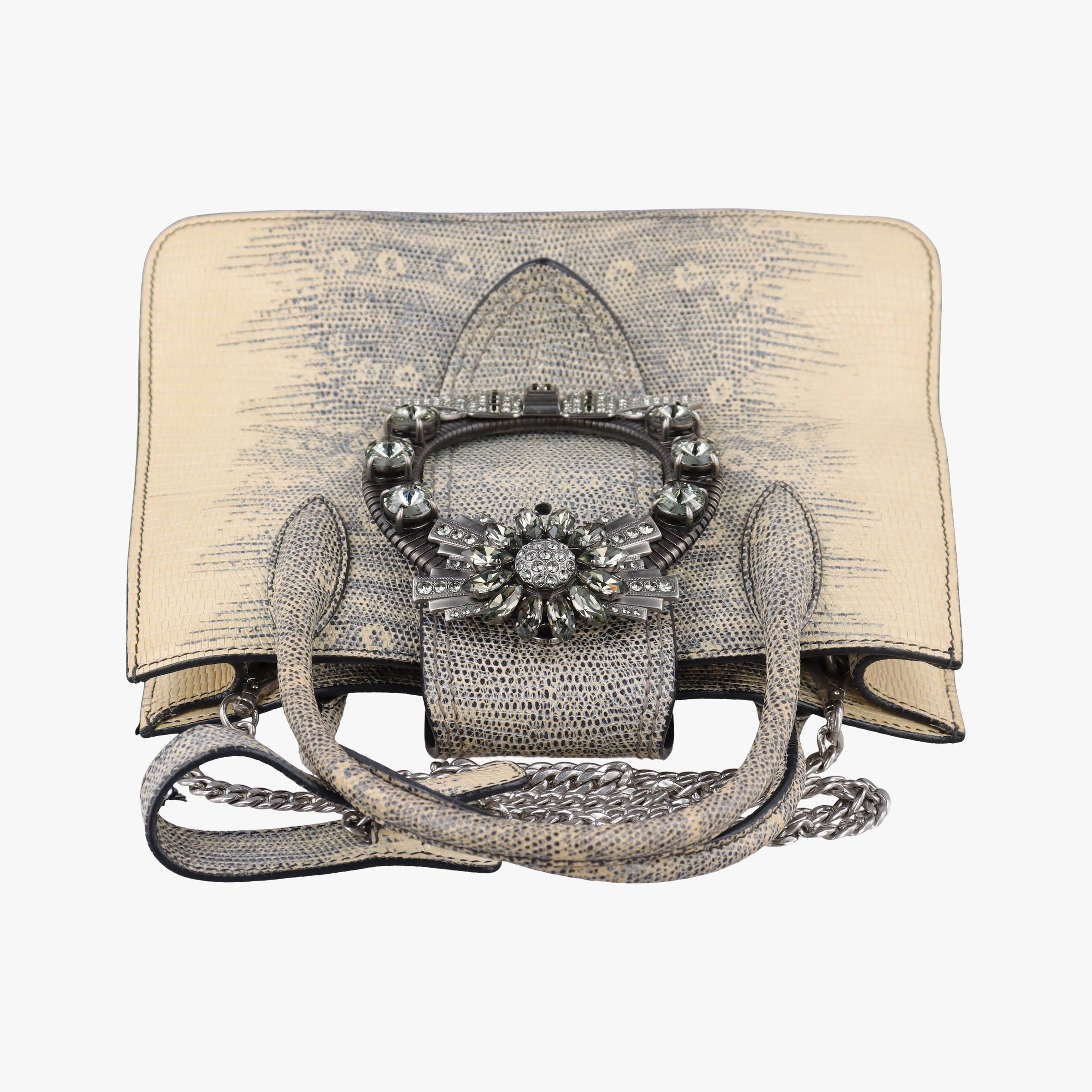 Miu Lady Beige Lizard Embossed Leather 5BA044 53ミュウ レディ ベージュ リザード型押しレザー 5BA044 53