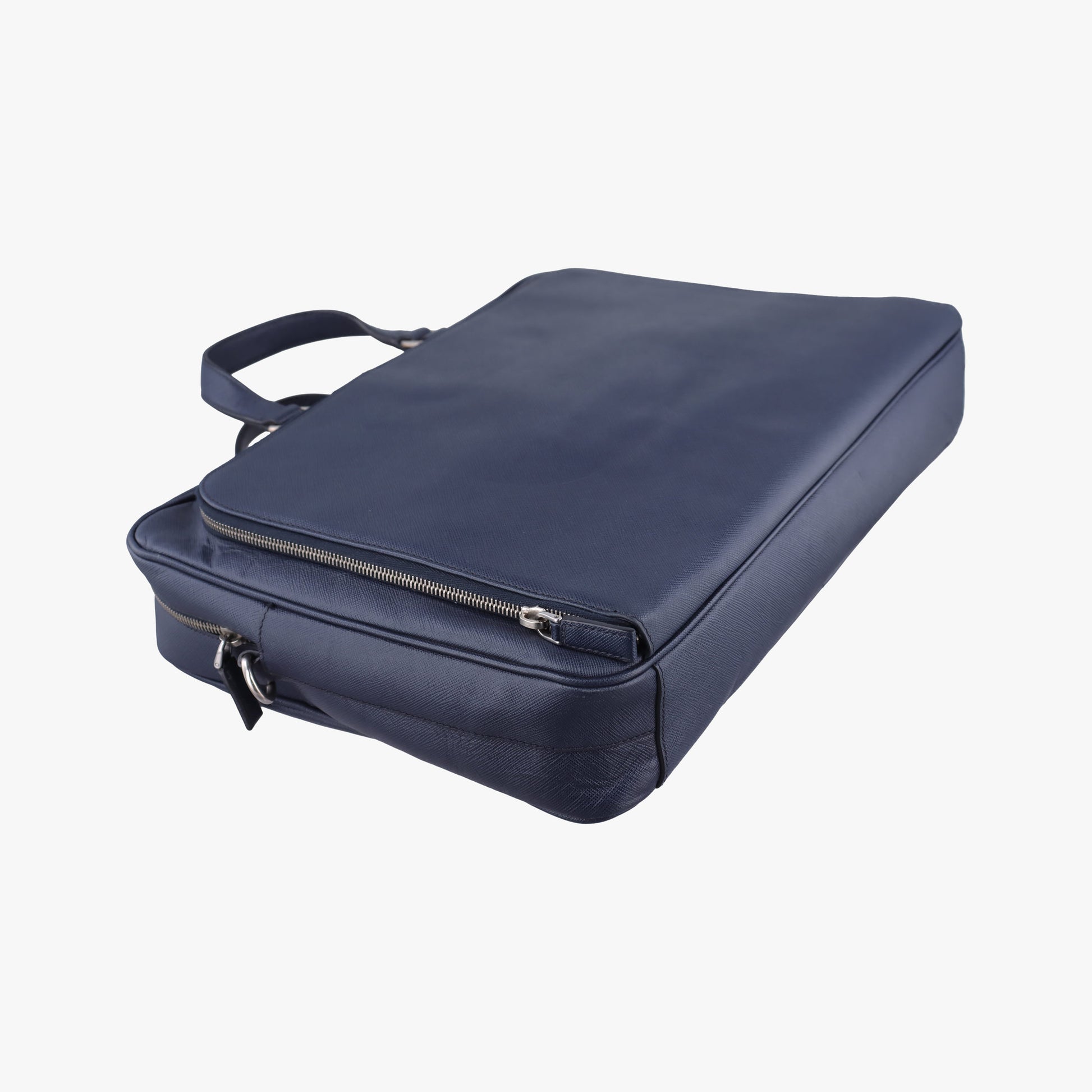 Triangle Logo Plate Navy Saffiano Leather 164 7/R三角 ロゴ プレート ブルーブラック サフィアーノレザー 164 7/R