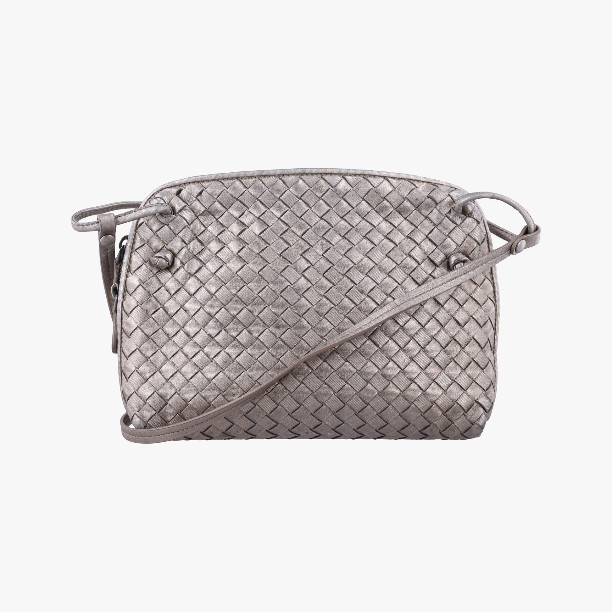 NODINI Intrecciato Silver Gray lambskin B06389674Zノディーニ イントレチャート シルバーグレー ラムスキン B06389674Z