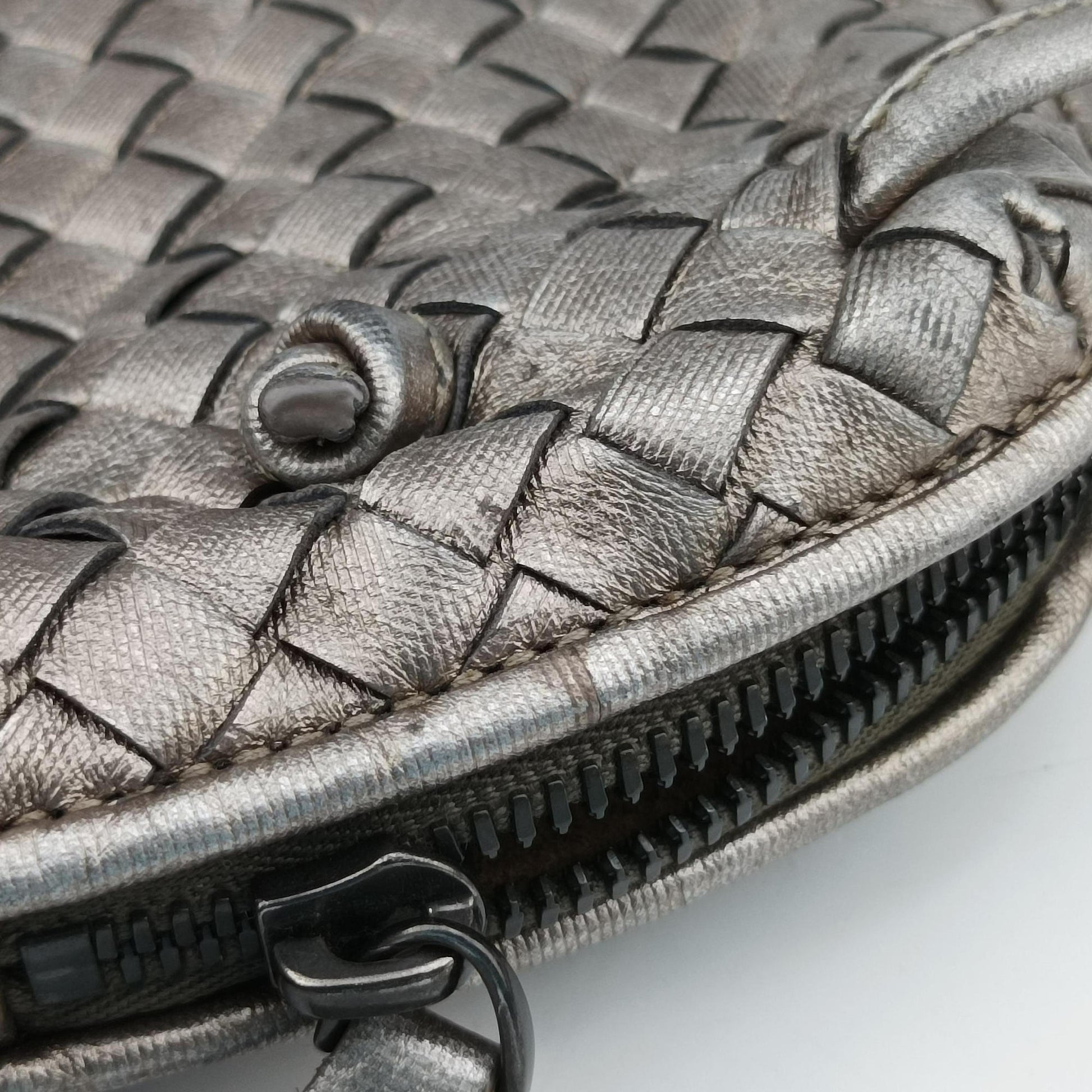 NODINI Intrecciato Silver Gray lambskin B06389674Zノディーニ イントレチャート シルバーグレー ラムスキン B06389674Z