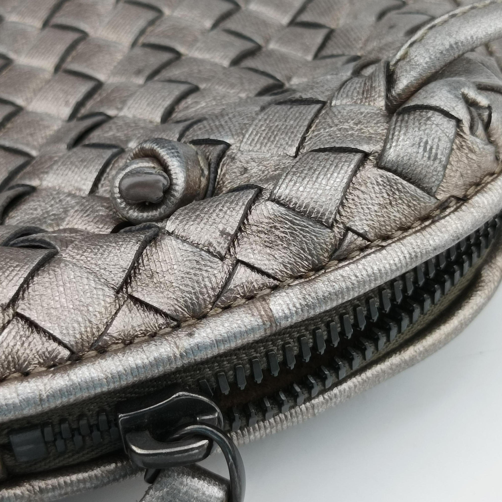 NODINI Intrecciato Silver Gray lambskin B06389674Zノディーニ イントレチャート シルバーグレー ラムスキン B06389674Z