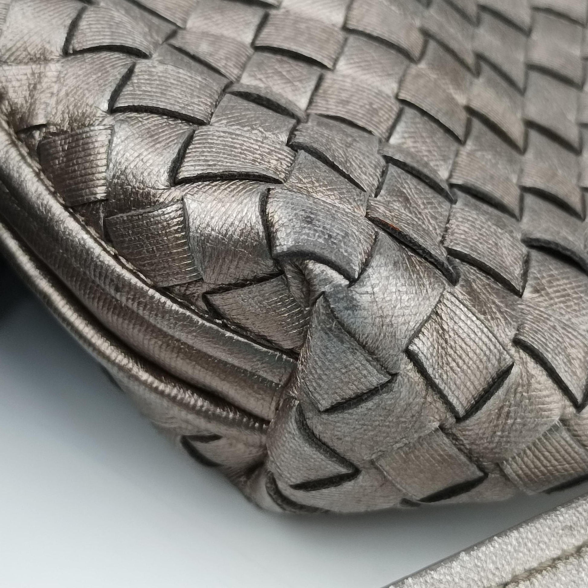 NODINI Intrecciato Silver Gray lambskin B06389674Zノディーニ イントレチャート シルバーグレー ラムスキン B06389674Z