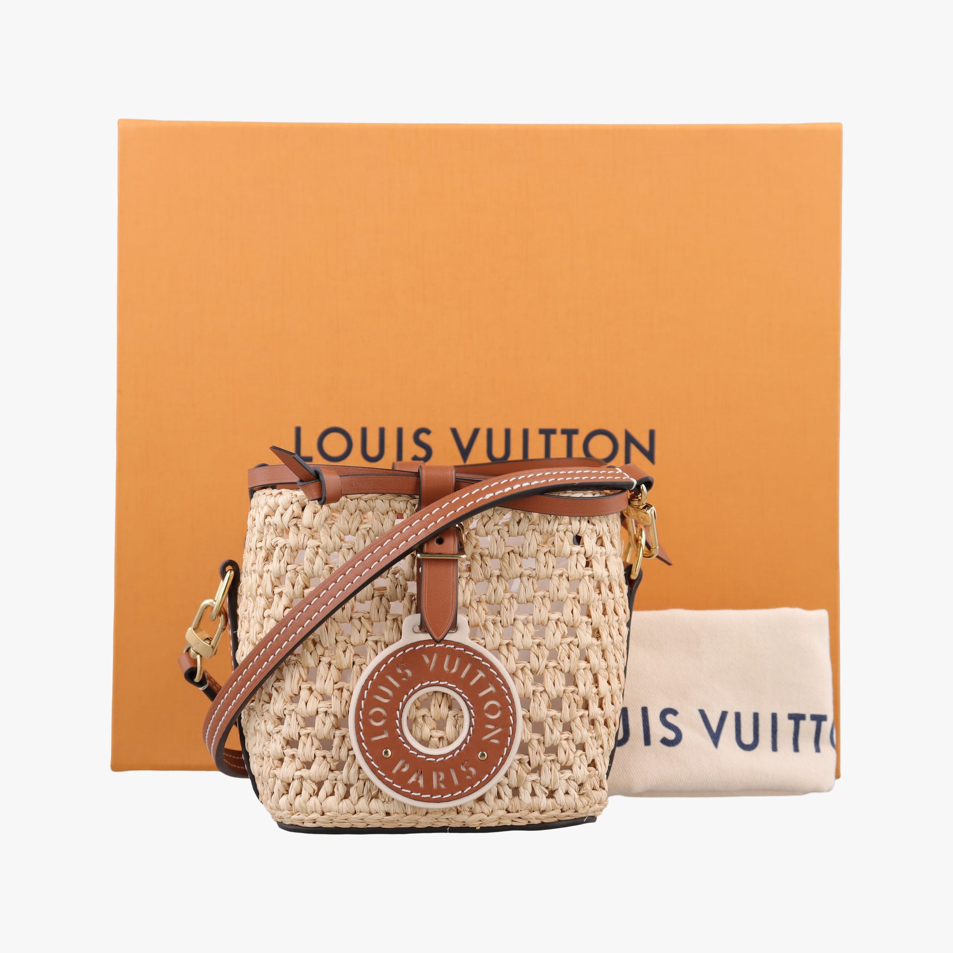 Noé Purse Beige x Brown natural raffia M83521 IC Chipノエ パース ベージュ×ブラウン ナチュラルラフィア M83521 ICチップ