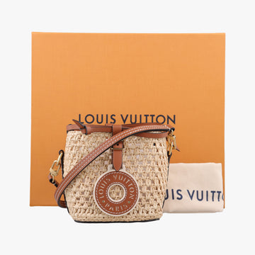 Noé Purse Beige x Brown natural raffia M83521 IC Chipノエ パース ベージュ×ブラウン ナチュラルラフィア M83521 ICチップ