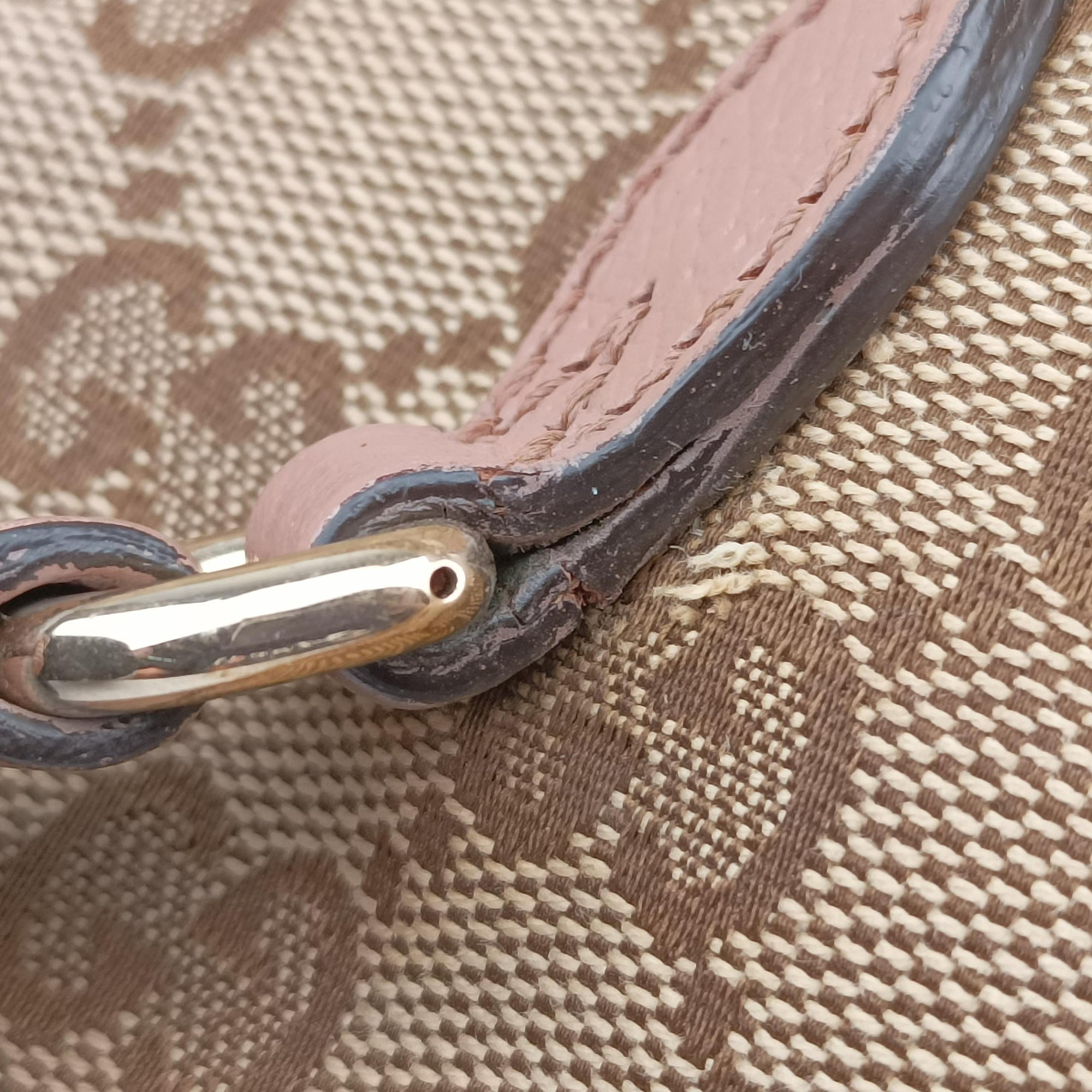 Bree Brown Leather×Canvas 323671 G015653987ブリー ブラウン レザー×キャンバス 323671 G015653987