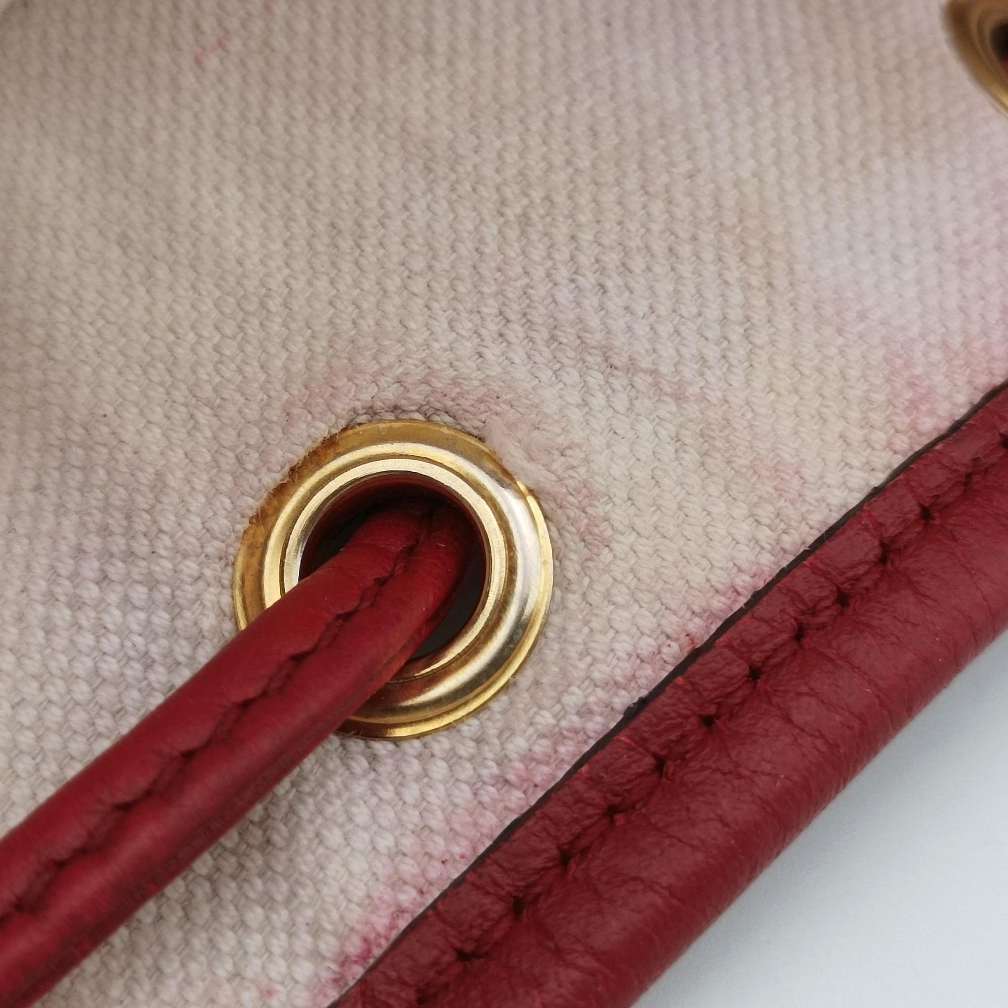 Doraemon collaboration Brown x red PVC coated canvas×Leather 655597 C034153879ドラえもんコラボ ブラウンxレッド PVCコーティングキャンバス×レザー 655597 C034153879