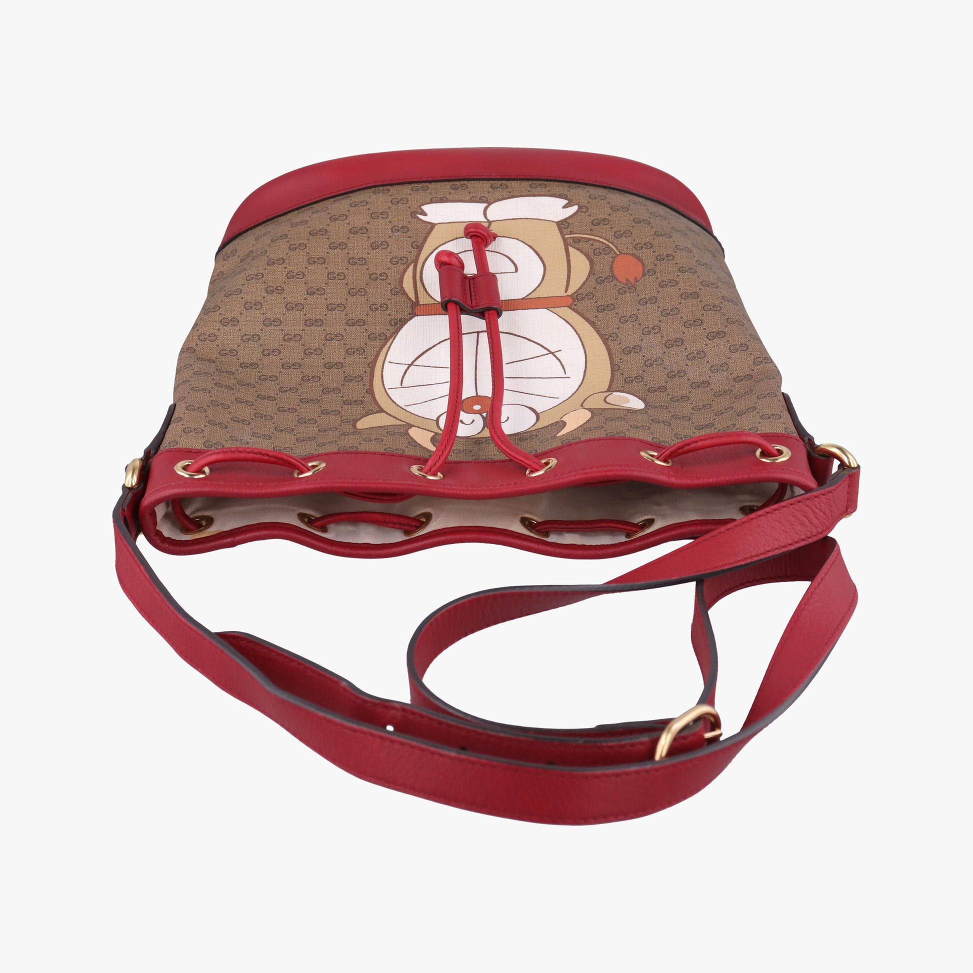 Doraemon collaboration Brown x red PVC coated canvas×Leather 655597 C034153879ドラえもんコラボ ブラウンxレッド PVCコーティングキャンバス×レザー 655597 C034153879