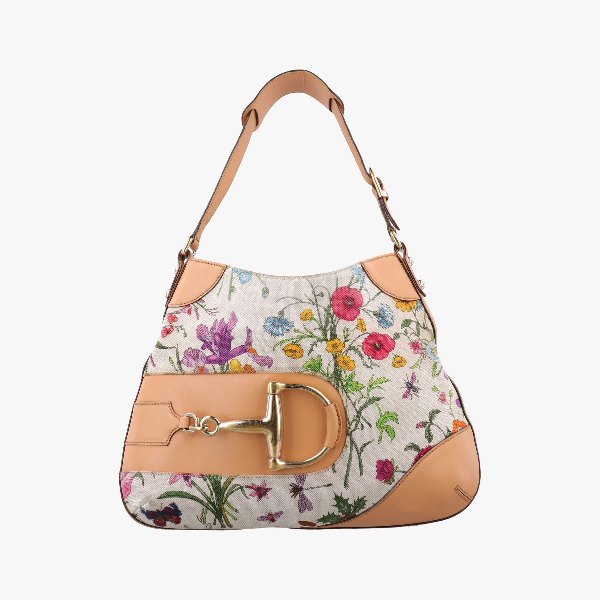 Horsebit Hobo Ivory×Pink×Multicolor canvas×leather 137388 ホースビット ホーボー アイボリー×ピンク×マルチカラー キャンバス×レザー 137388 