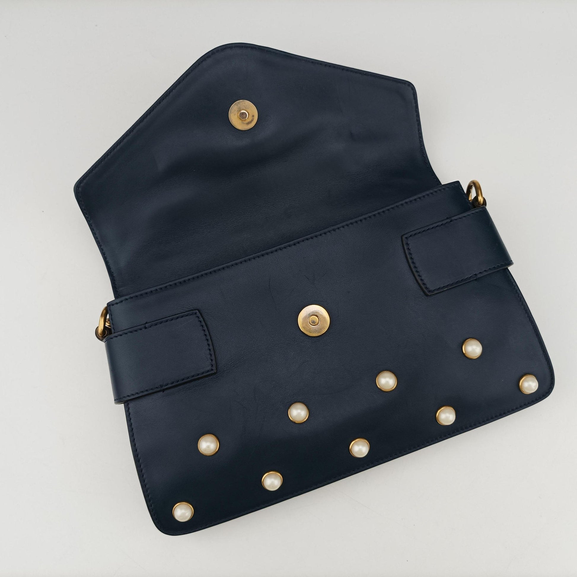 Queen Margaret Navy Leather 453778 F022216287クイーン マーガレット ネイビー レザー 453778 F022216287