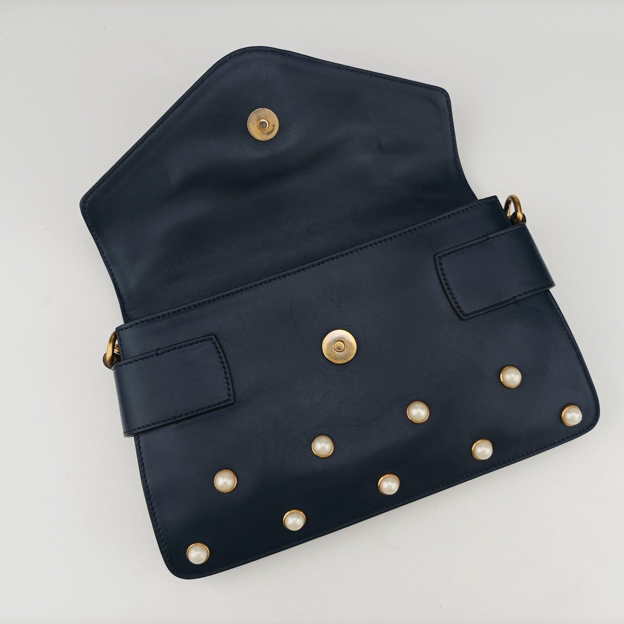 Queen Margaret Navy Leather 453778 F022216287クイーン マーガレット ネイビー レザー 453778 F022216287