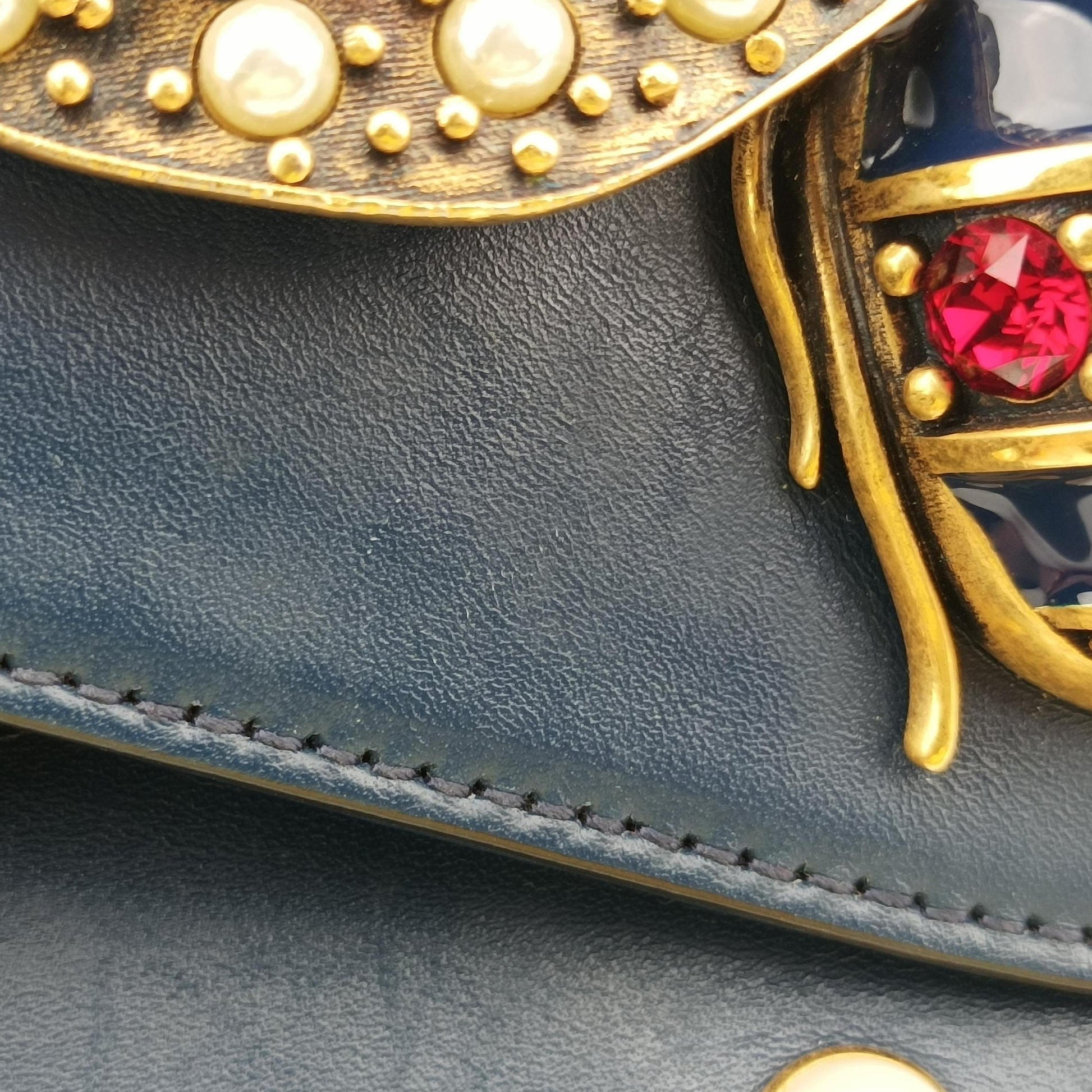 Queen Margaret Navy Leather 453778 F022216287クイーン マーガレット ネイビー レザー 453778 F022216287