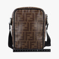 Zucca pattern small Brown×black PVC coated canvas×Leather 7VA456 7VA456 A5K4 199-0397ズッカ柄 スモール ブラウン×ブラック PVCコーティングキャンバス×レザー 7VA456 7VA456 A5K4 199-0397