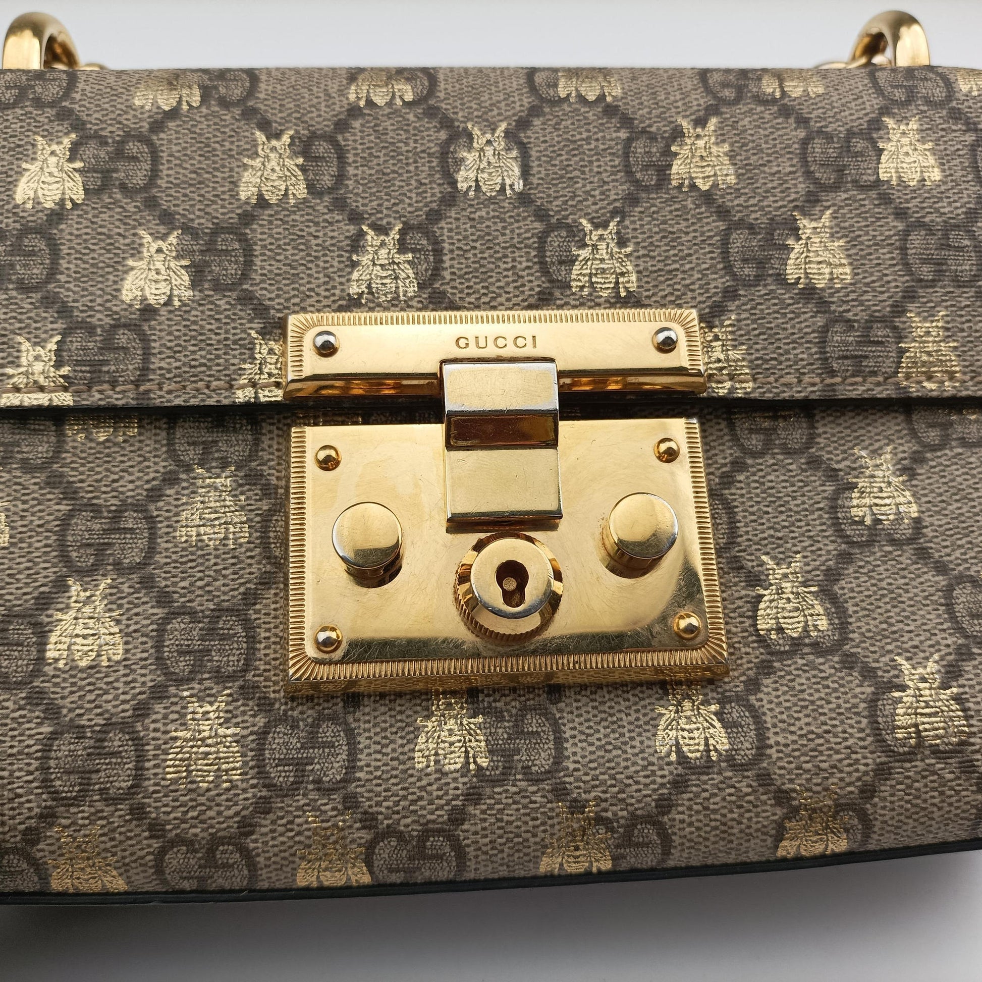 Padlock Brown PVC coated canvas 409487 F023573864パドロック ブラウン PVCコーティングキャンバス 409487 F023573864