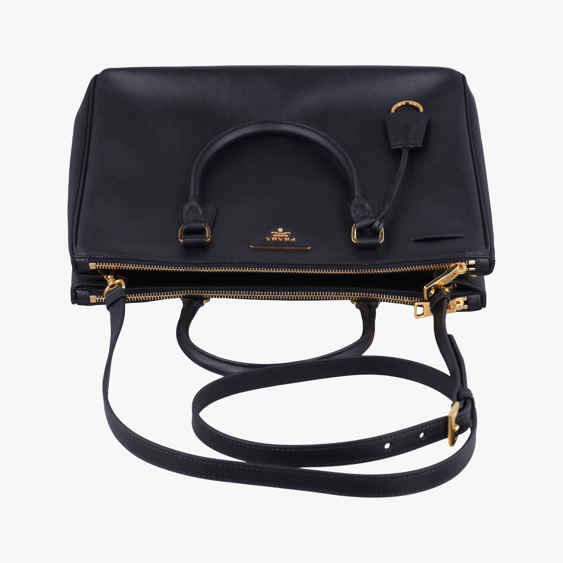 Galleria Black SAFFIANO Leather 1BA274 25ガレリア ブラック サフィアーノレザー 1BA274 25