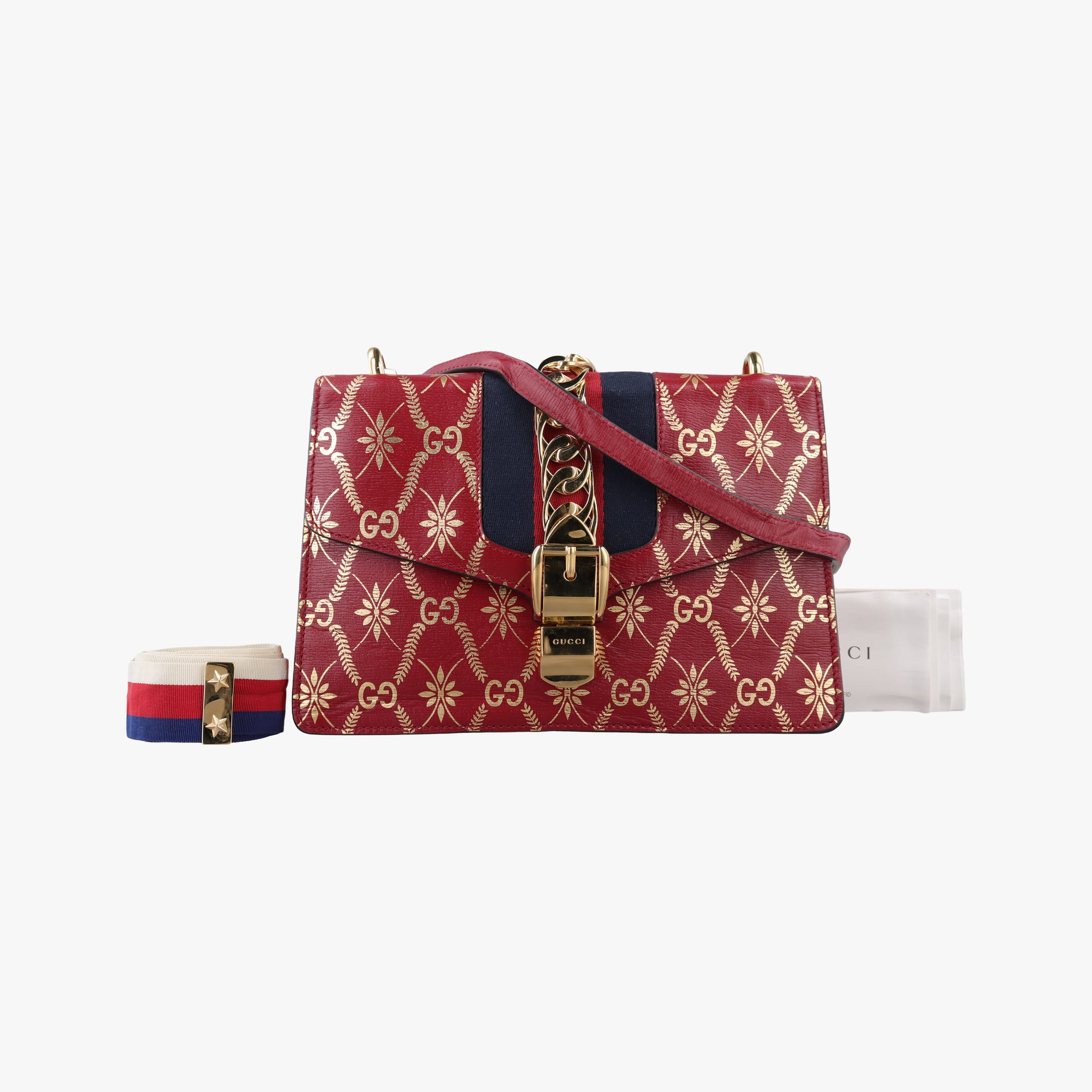 Sylvie red×Multicolour Leather 524405 E031296448シルヴィ レッド×マルチカラー レザー 524405 E031296448