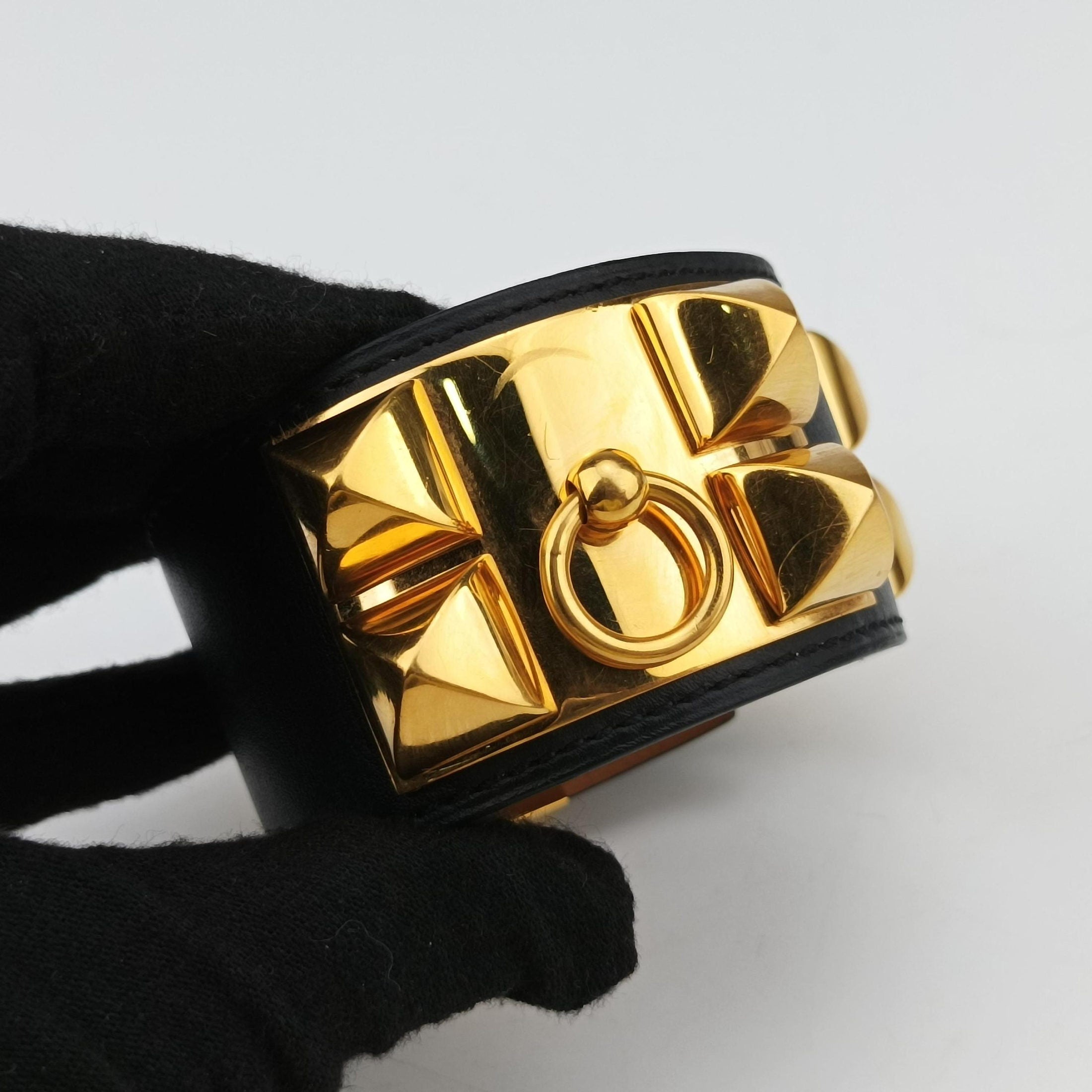 Collier de Chien Black×Golden Leather × GP S SI▢Qコリエ ド シアン ブラック×ゴールド レザー×GP S SI▢Q