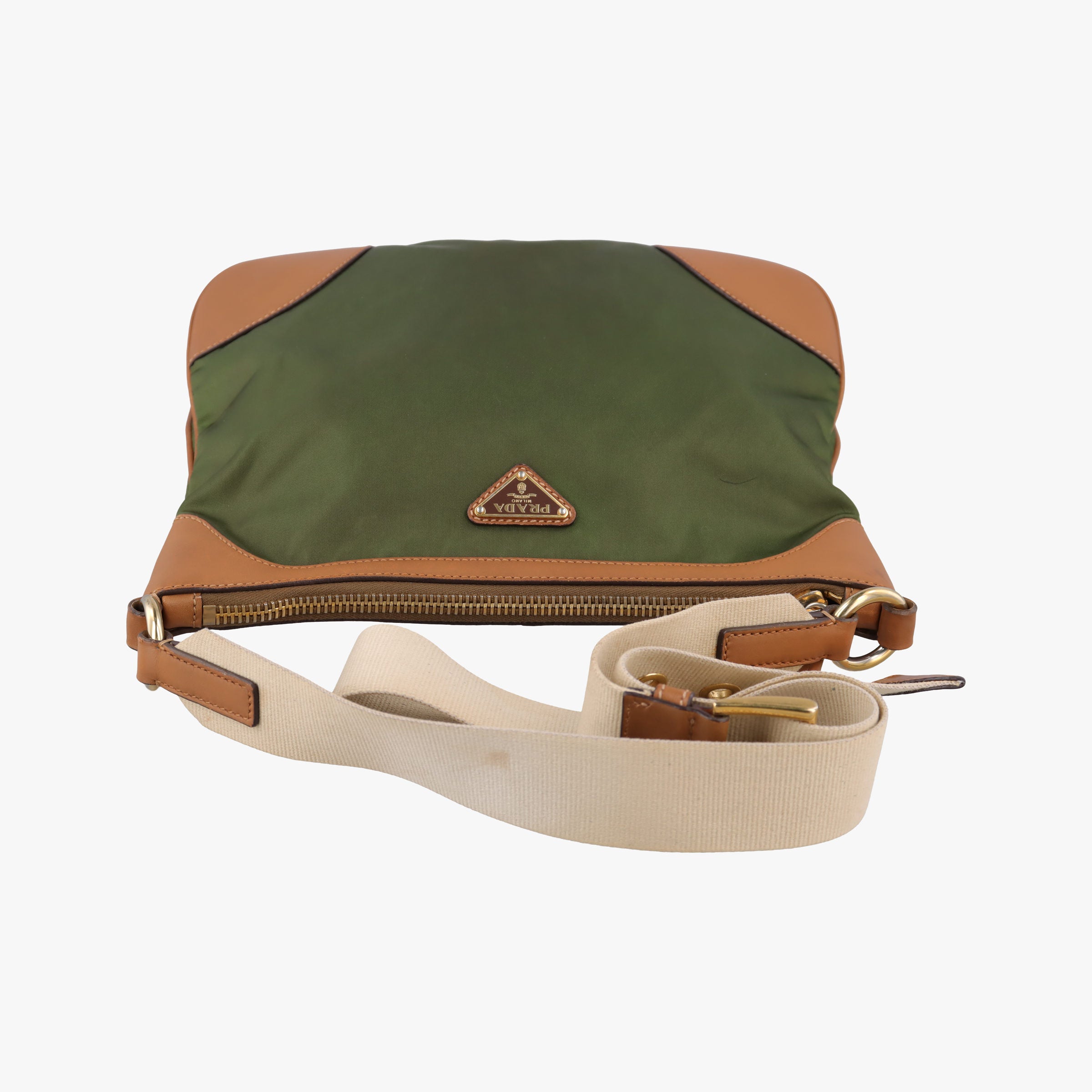 triangle logo Green x brown Nylon x leather 129トライアングルロゴ グリーン×ブラウン ナイロンｘレザー 129
