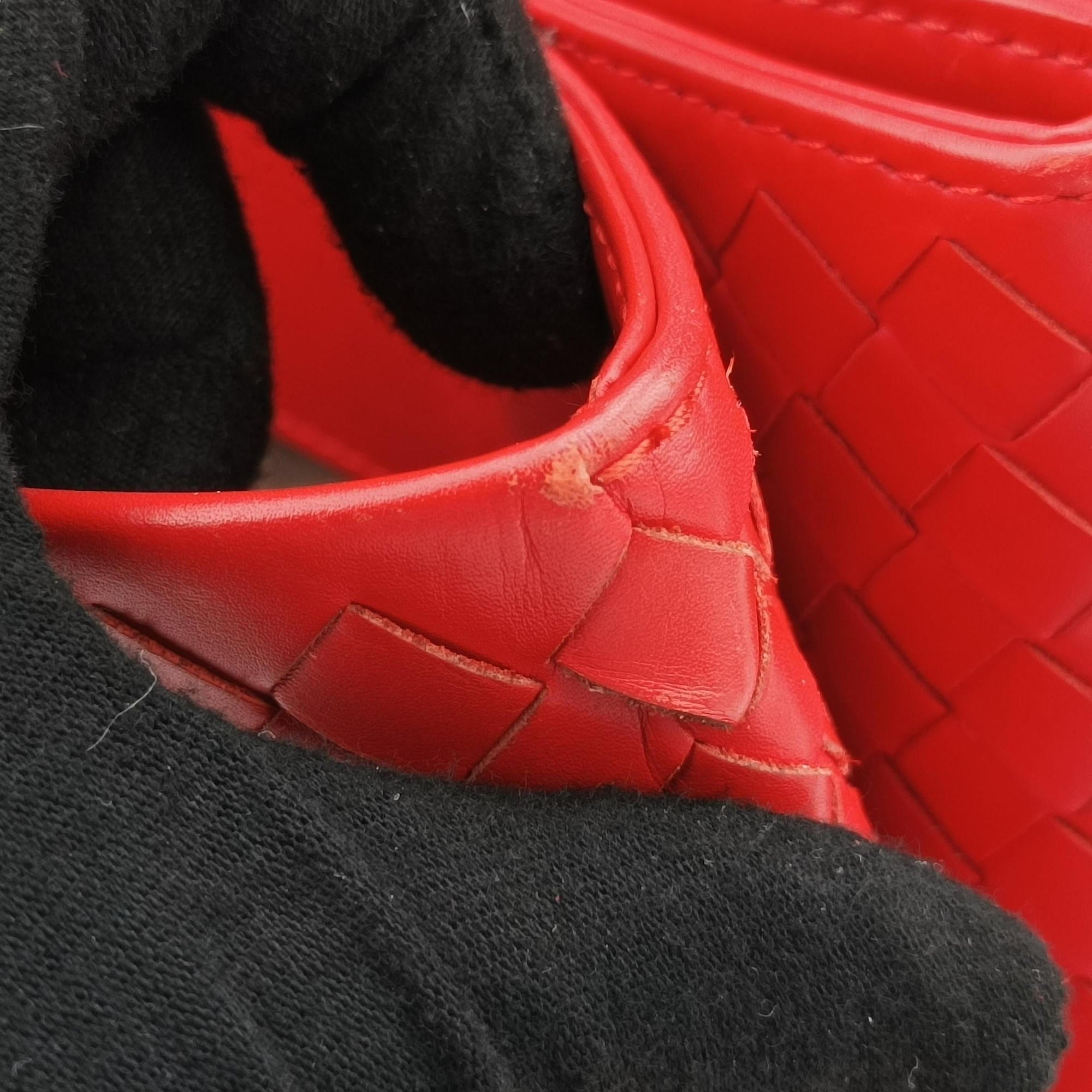 Roma Intrecciato Red lambskin B04886091Aローマ イントレチャート レッド ラムスキン B04886091A