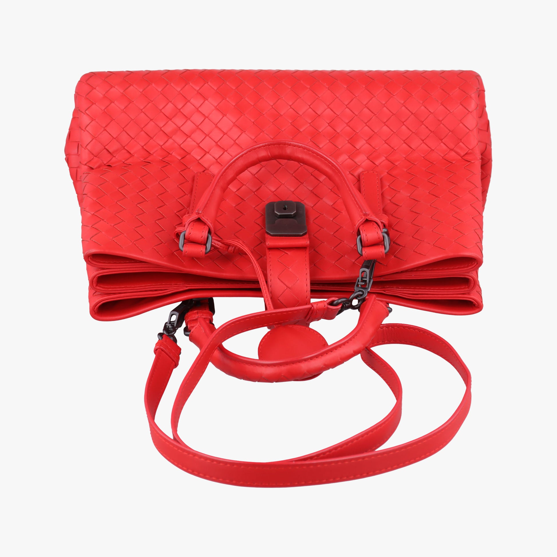 Roma Intrecciato Red lambskin B04886091Aローマ イントレチャート レッド ラムスキン B04886091A