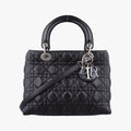 Lady Dior Black lambskin 02-MA-1028レディディオール ブラック ラムスキン 02-MA-1028