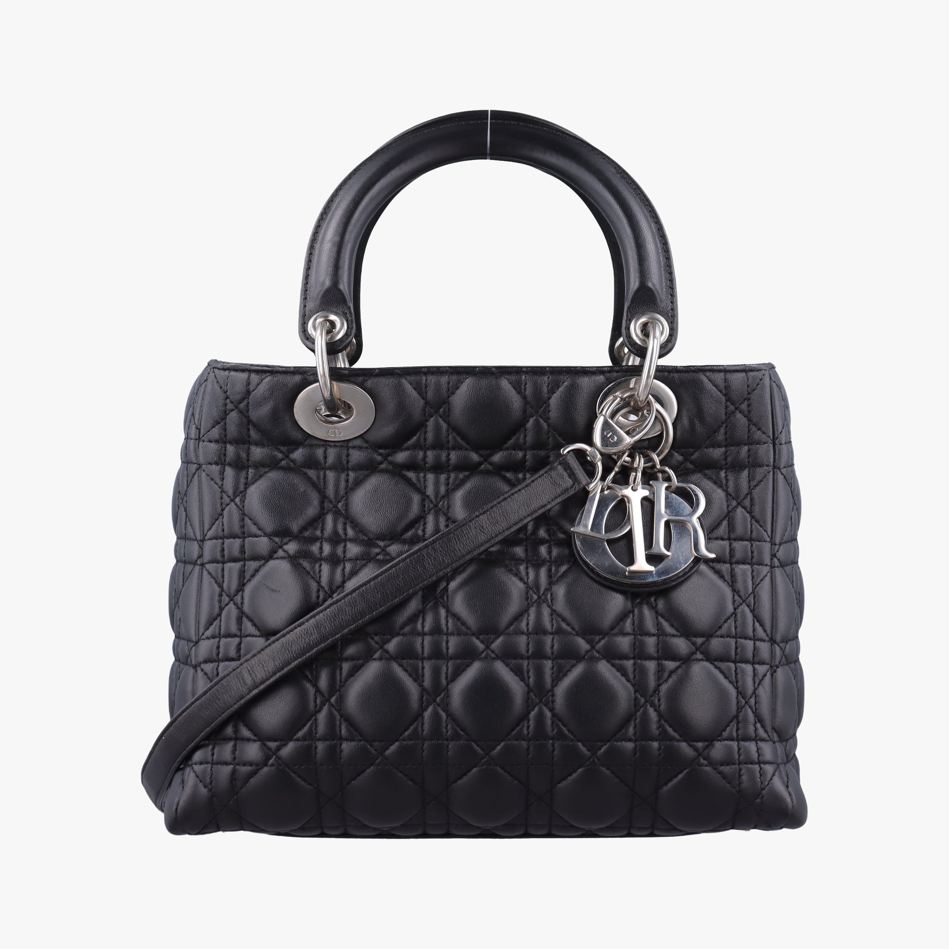 Lady Dior Black lambskin 02-MA-1028レディディオール ブラック ラムスキン 02-MA-1028