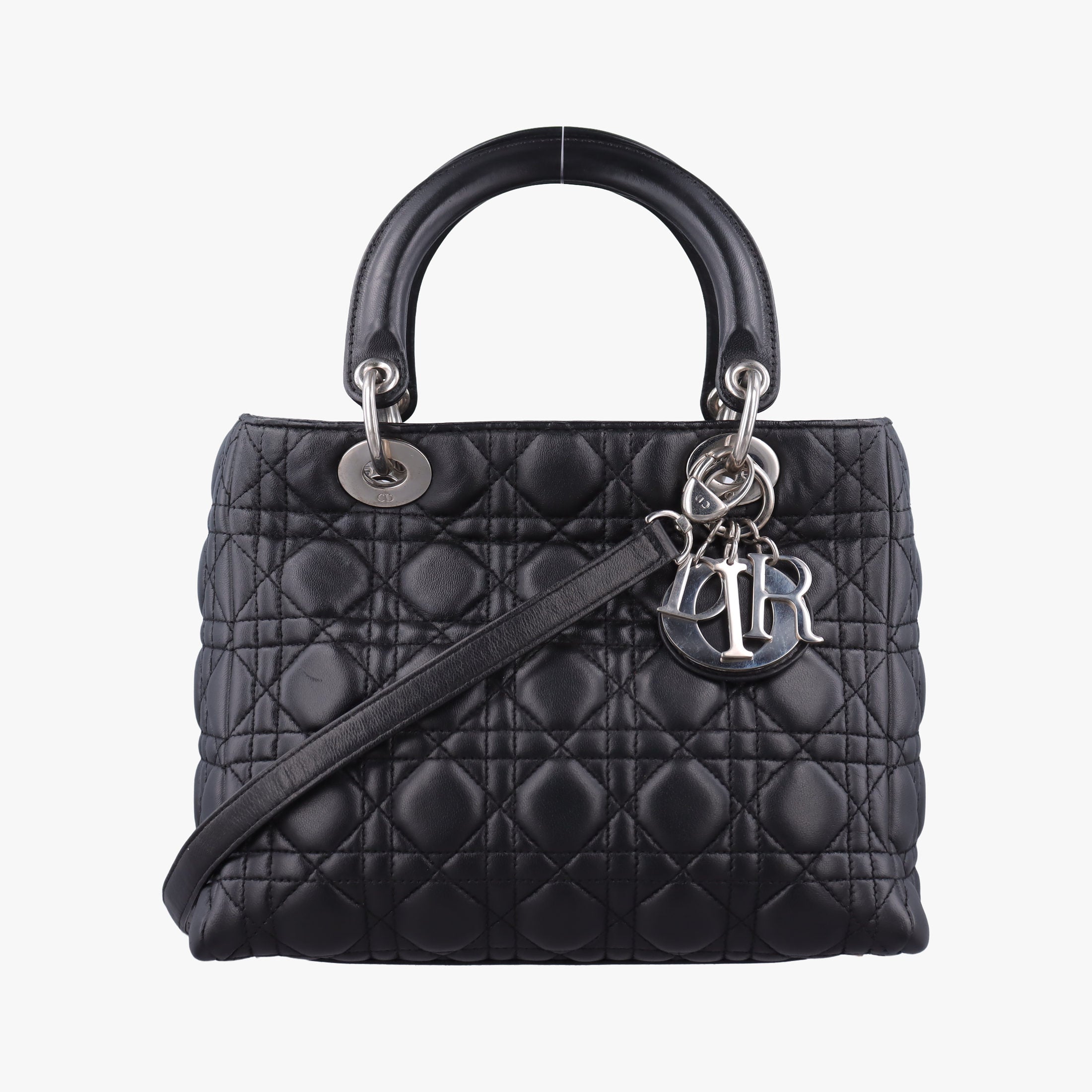 Lady Dior Black lambskin 02-MA-1028レディディオール ブラック ラムスキン 02-MA-1028