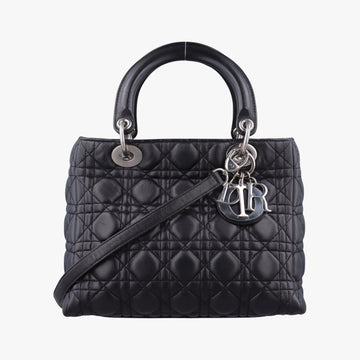 Lady Dior Black lambskin 02-MA-1028レディディオール ブラック ラムスキン 02-MA-1028