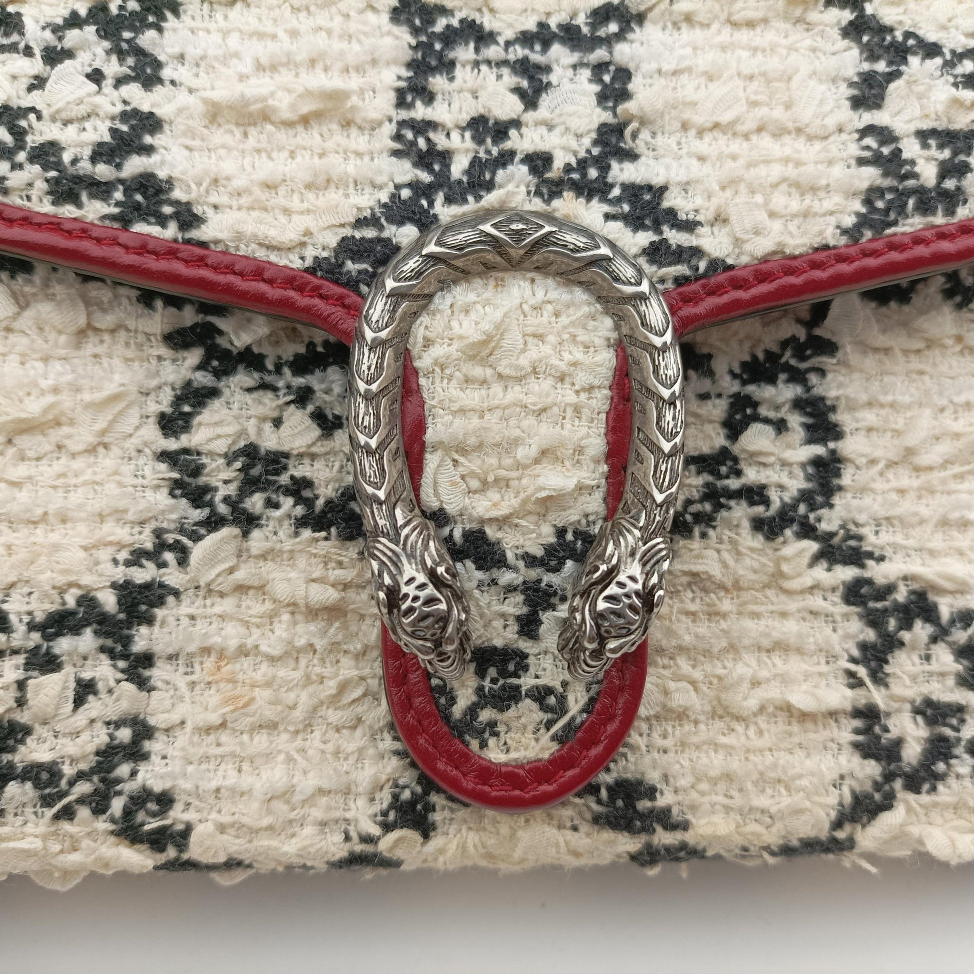 Dionysus Ivory × Red × Black Tweed×Leather 401231 ディオニュソス アイボリー × レッド × ブラック ツイード×レザー 401231 