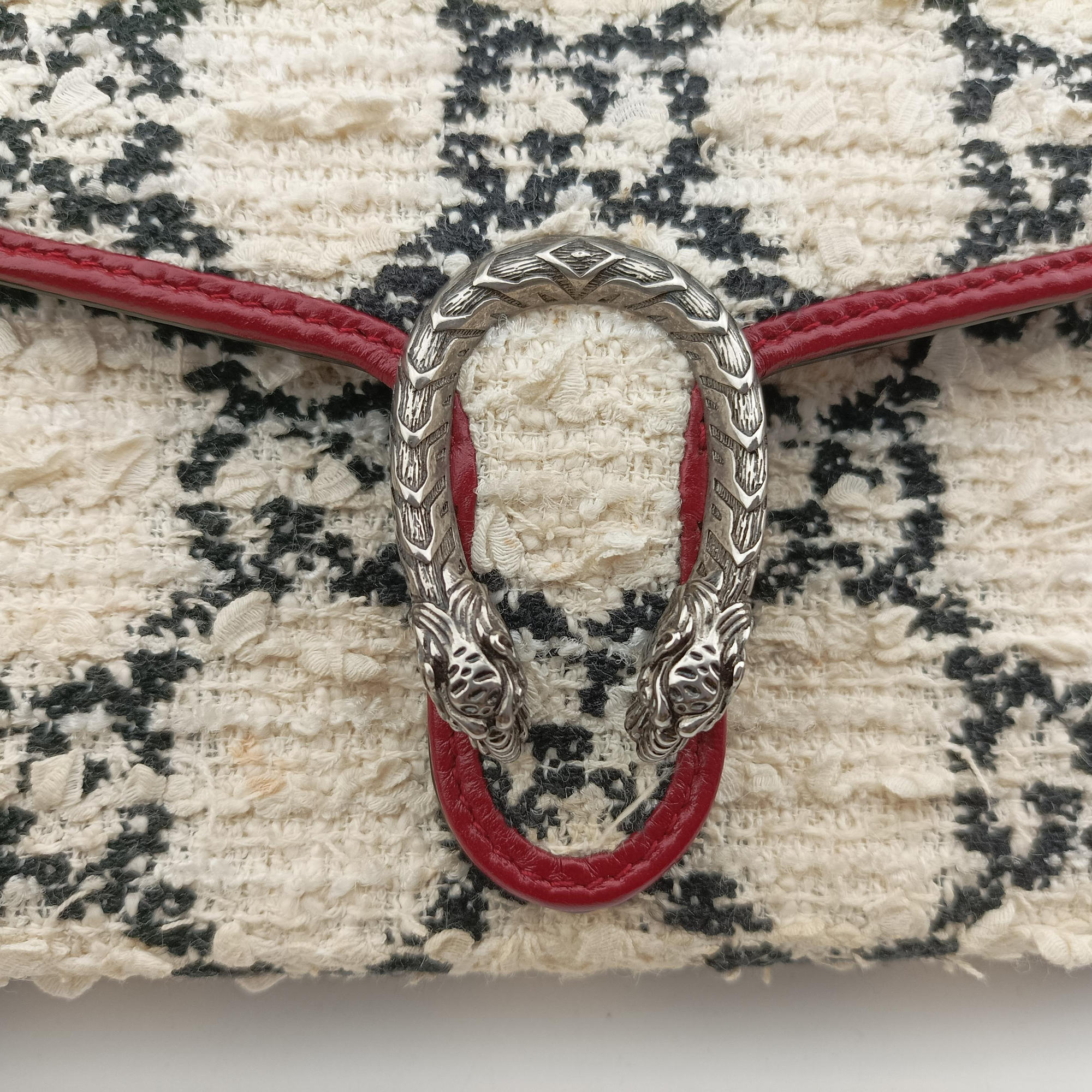 Dionysus Ivory × Red × Black Tweed×Leather 401231 ディオニュソス アイボリー × レッド × ブラック ツイード×レザー 401231 