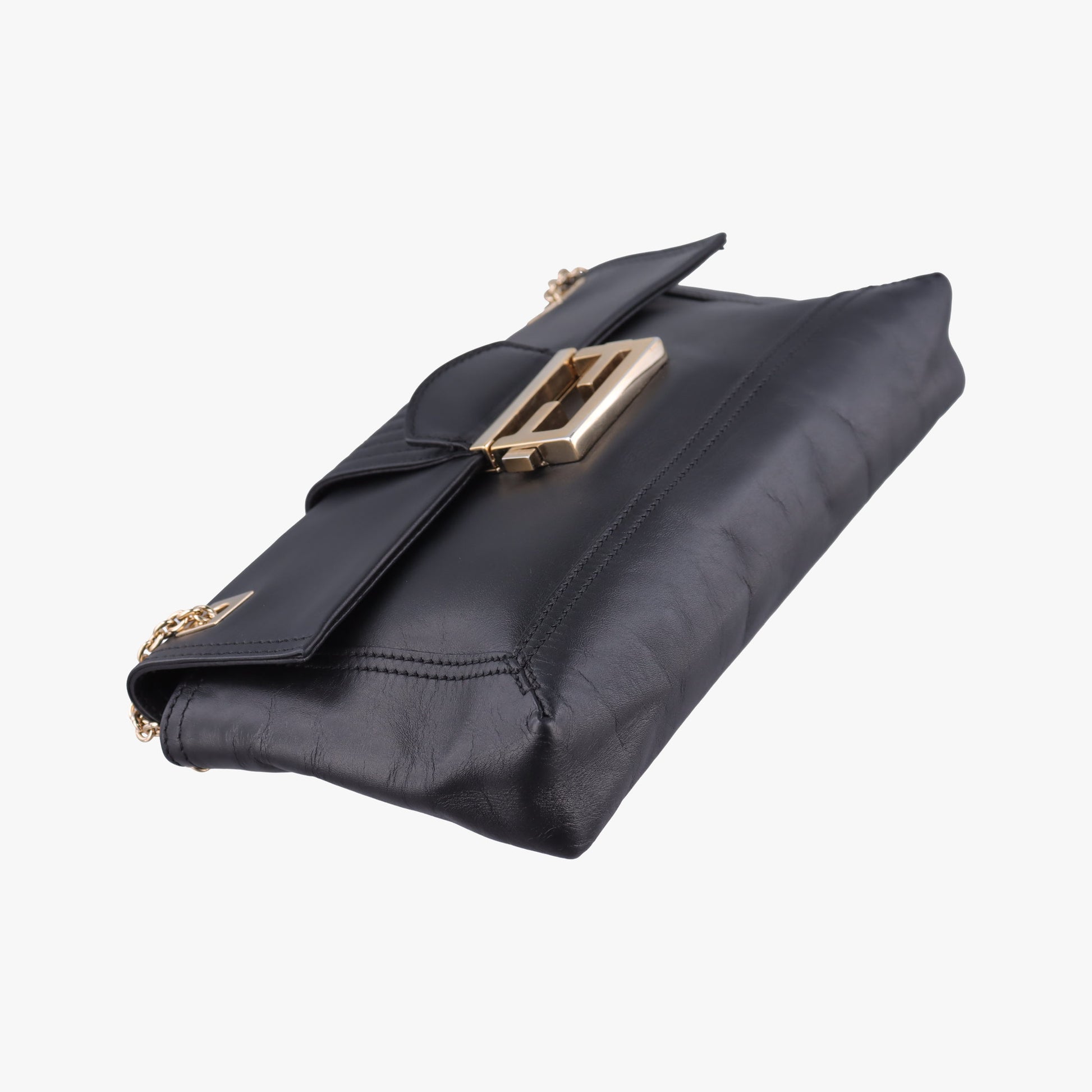 Baguette Chain Flap Black Leather 8BT139 8BT139-A09 128-2566マンマバケット ブラック レザー 8BT139 8BT139-A09 128-2566