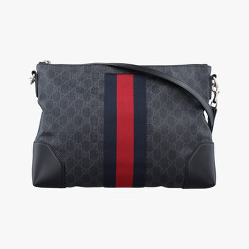 GG Supreme Shelley Messenger Black×red PVC coated canvas×leather 474139 I028818556GGスプリーム メッセンジャー ブラック×レッド PVCコーティングキャンバス×レザー 474139 I028818556
