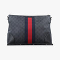 GG Supreme Shelley Messenger Black×red PVC coated canvas×leather 474139 I028818556GGスプリーム メッセンジャー ブラック×レッド PVCコーティングキャンバス×レザー 474139 I028818556