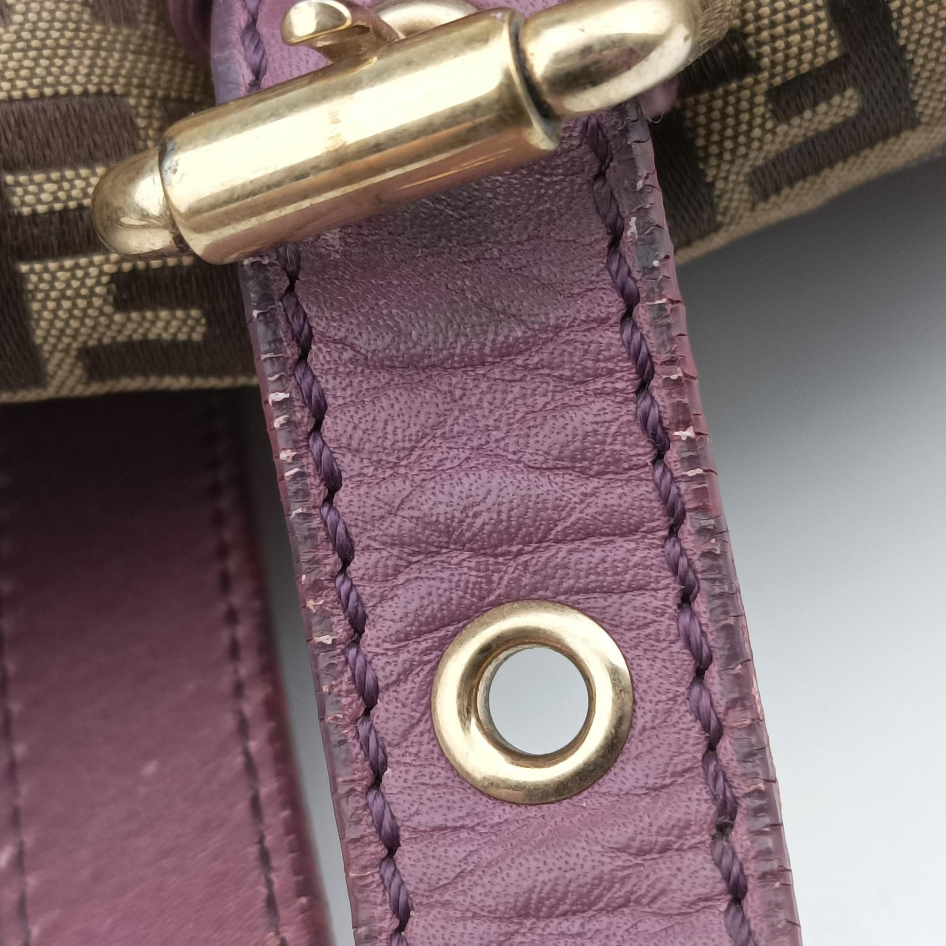 Zucchino Glitter Logo Tobacco × Purple × Magenta Canvas × Leather 8BL106 8BL106-EPP 109-2415ズッキーノ柄 タバコ × パープル × マゼンタ キャンバス×レザー 8BL106 8BL106-EPP 109-2415