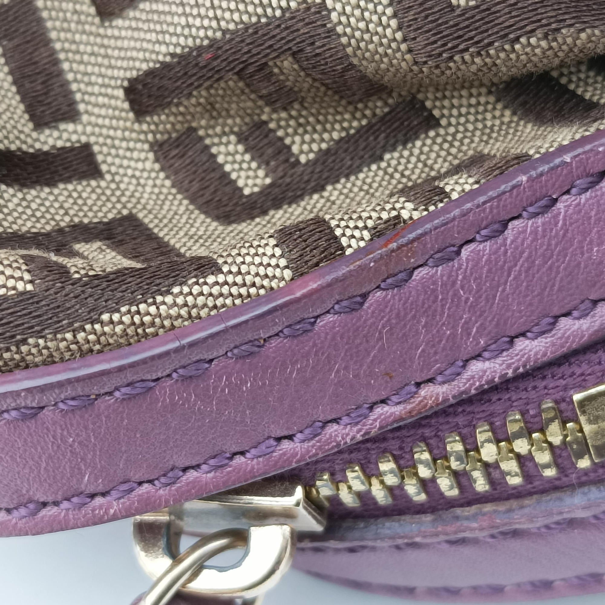 Zucchino Glitter Logo Tobacco × Purple × Magenta Canvas × Leather 8BL106 8BL106-EPP 109-2415ズッキーノ柄 タバコ × パープル × マゼンタ キャンバス×レザー 8BL106 8BL106-EPP 109-2415