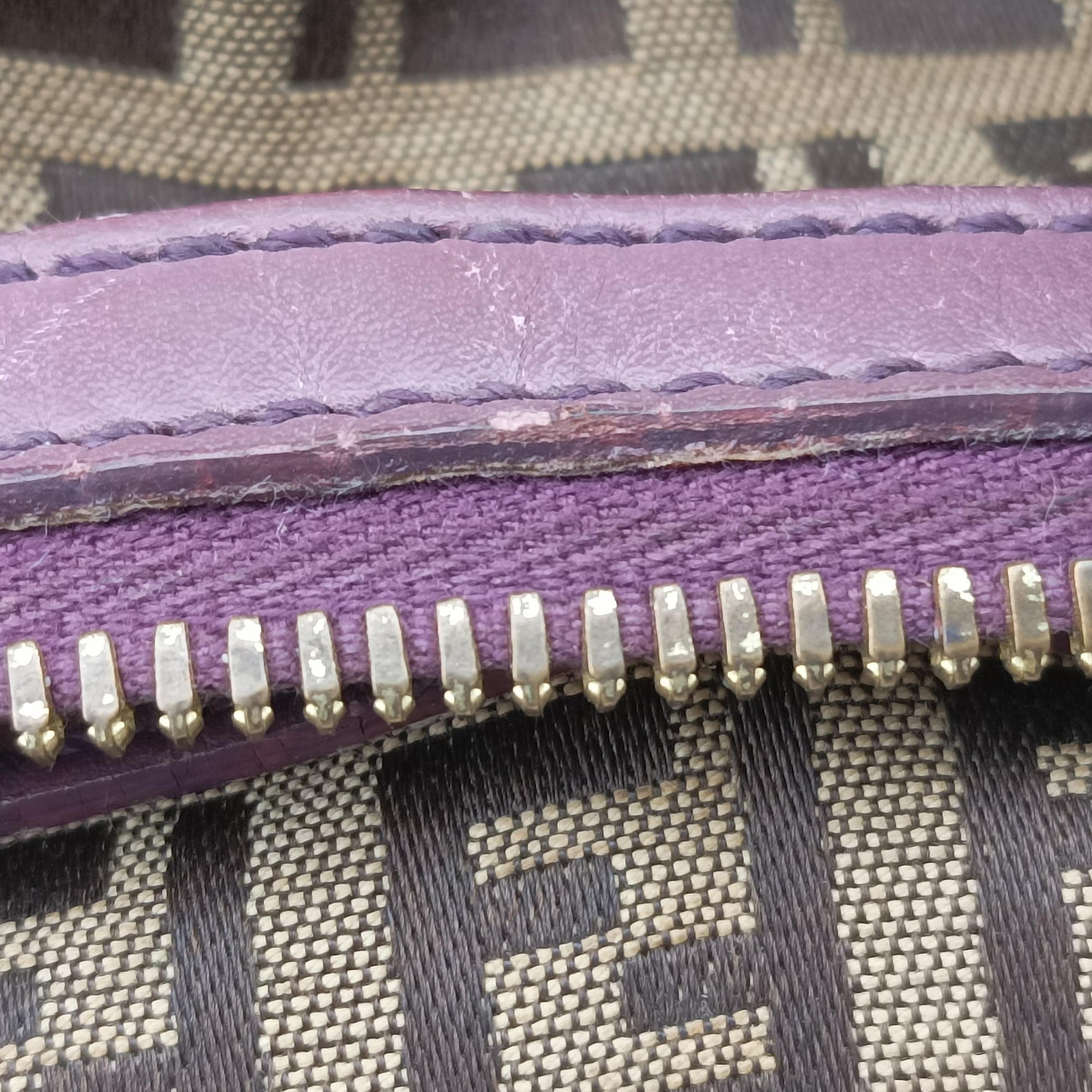 Zucchino Glitter Logo Tobacco × Purple × Magenta Canvas × Leather 8BL106 8BL106-EPP 109-2415ズッキーノ柄 タバコ × パープル × マゼンタ キャンバス×レザー 8BL106 8BL106-EPP 109-2415