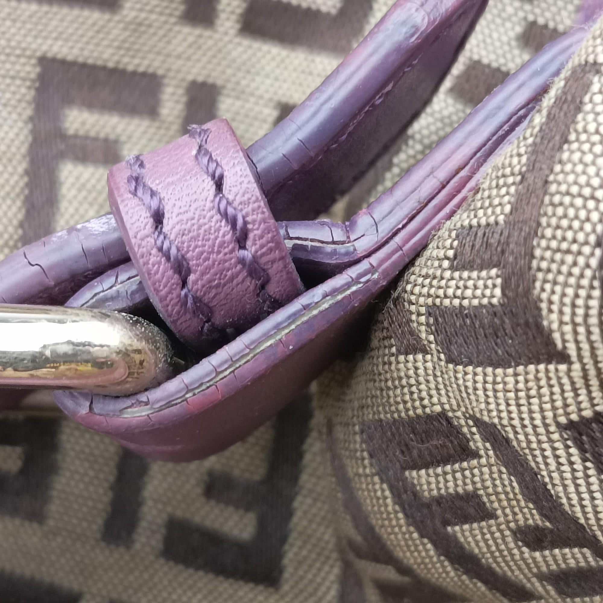 Zucchino Glitter Logo Tobacco × Purple × Magenta Canvas × Leather 8BL106 8BL106-EPP 109-2415ズッキーノ柄 タバコ × パープル × マゼンタ キャンバス×レザー 8BL106 8BL106-EPP 109-2415