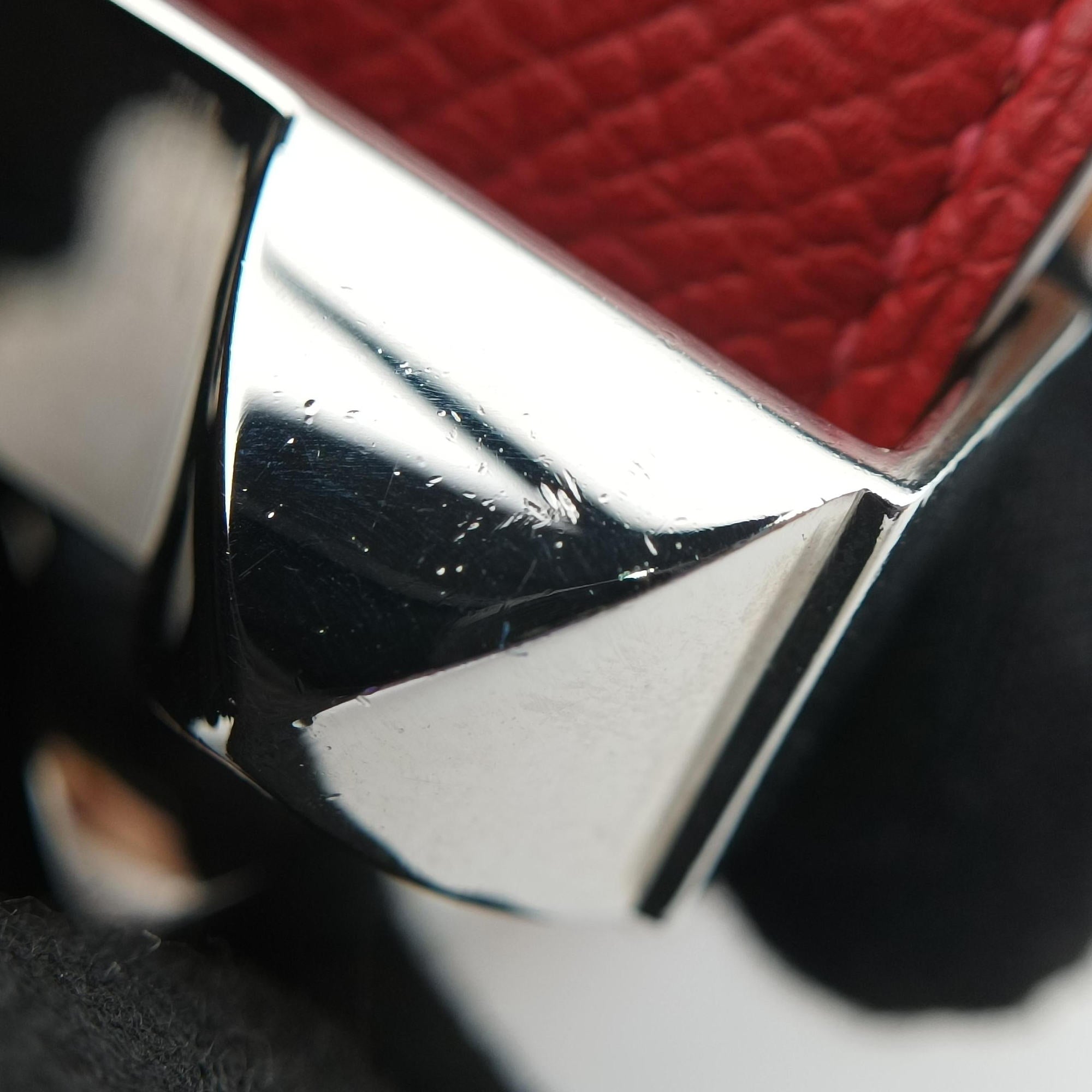 Collier de chien Red×silver Leather×GP S ▢P Rコリエ ド シアン レッド×シルバー レザー×GP S ▢P R