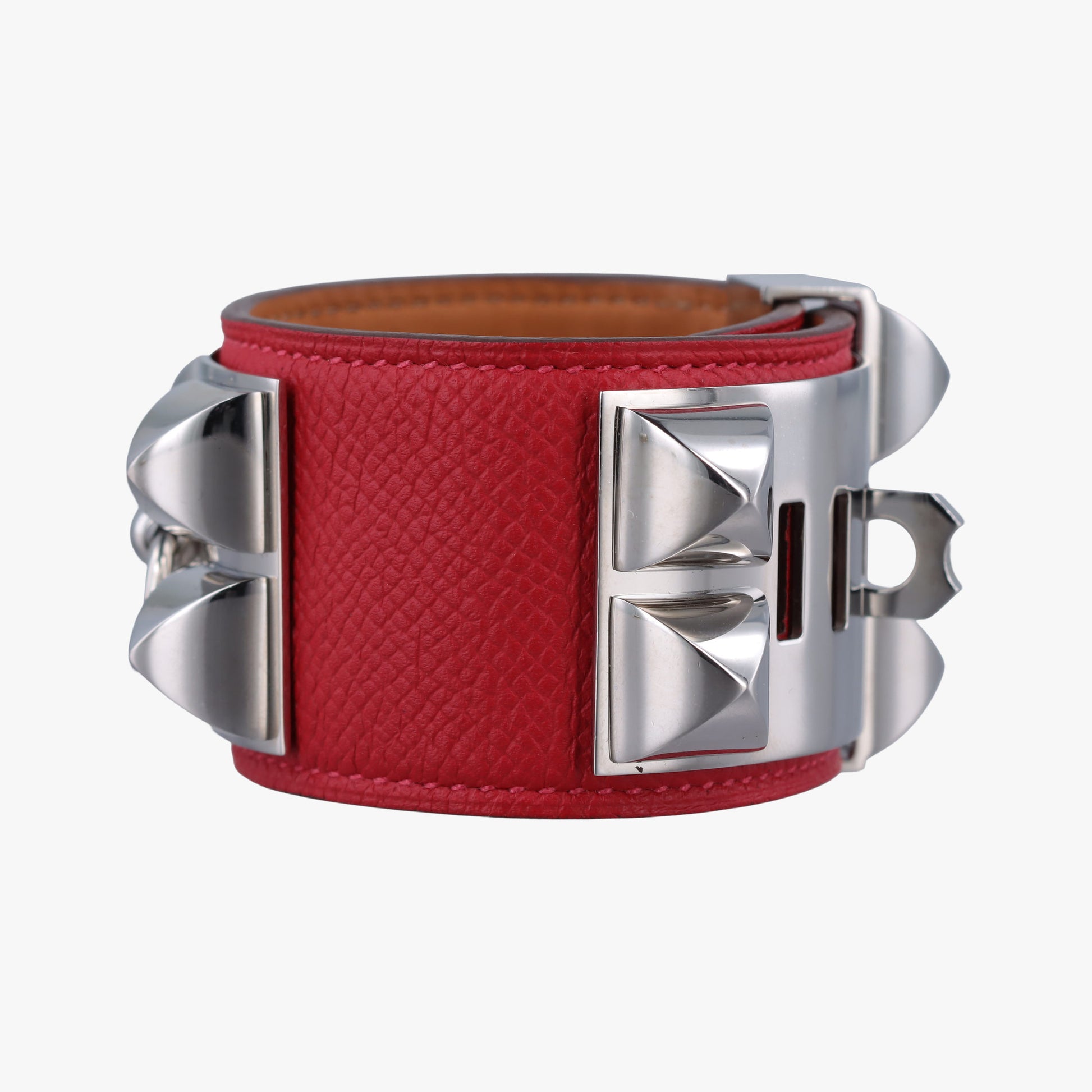Collier de chien Red×silver Leather×GP S ▢P Rコリエ ド シアン レッド×シルバー レザー×GP S ▢P R