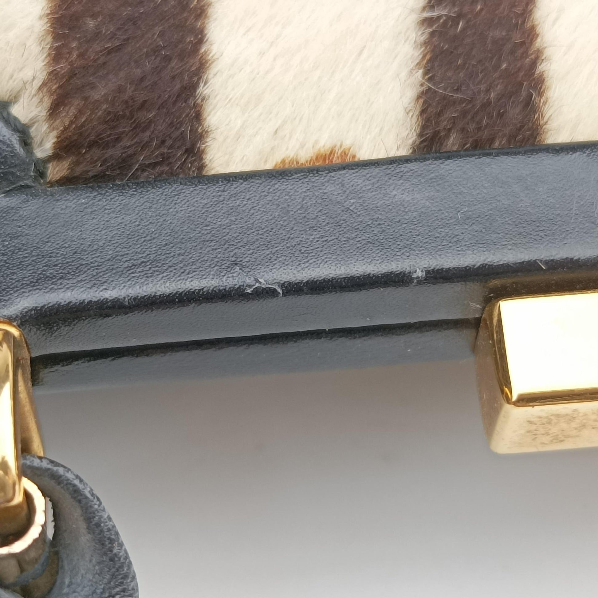 Zebra print Beige x black Ponyhair×Leather 030 2046 1314ゼブラ プリント ベージュ×ブラック ハラコ×レザー 030 2046 1314