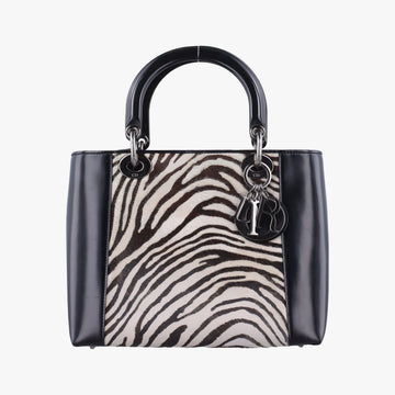 Lady Dior Zebra × Black Pony-style Calfskin × Calf Leather MA-0969レディディオール ゼブラ × ブラック ハラコ × カーフレザー MA-0969