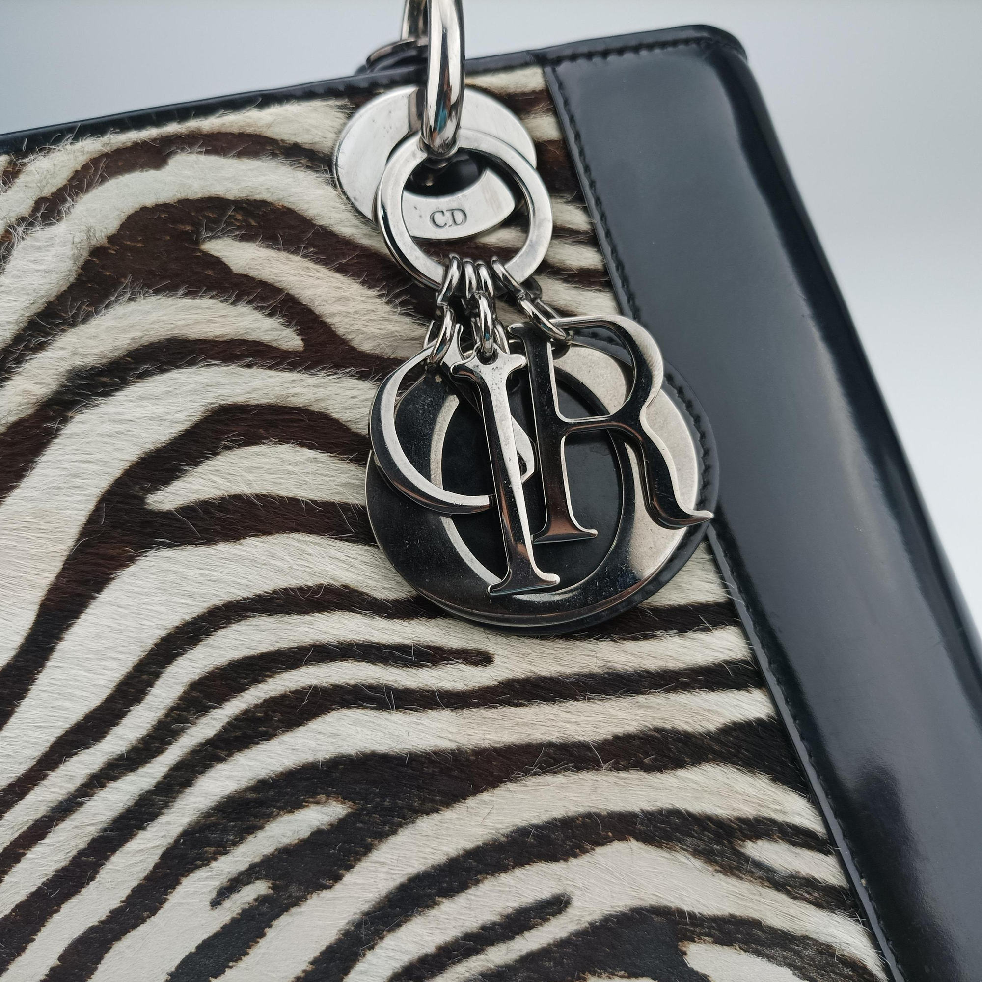 Lady Dior Zebra × Black Pony-style Calfskin × Calf Leather MA-0969レディディオール ゼブラ × ブラック ハラコ × カーフレザー MA-0969