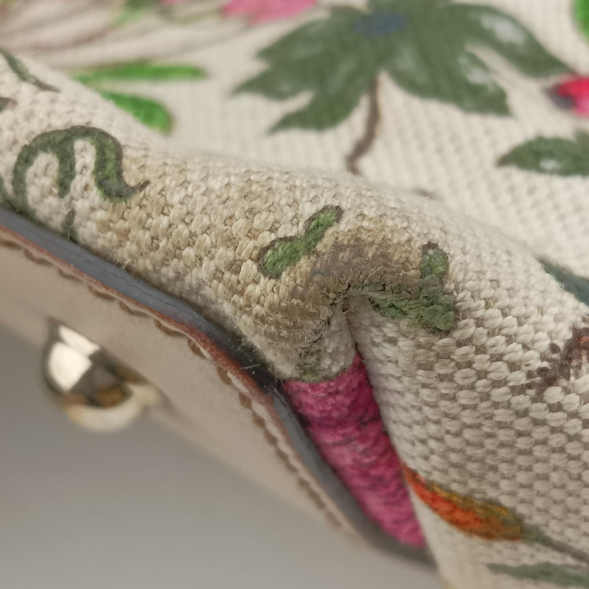 Bamboo Floral White×multicolor canvas×leather 137394 バンブーフローラ ホワイト×マルチカラー キャンバス×レザー 137394 