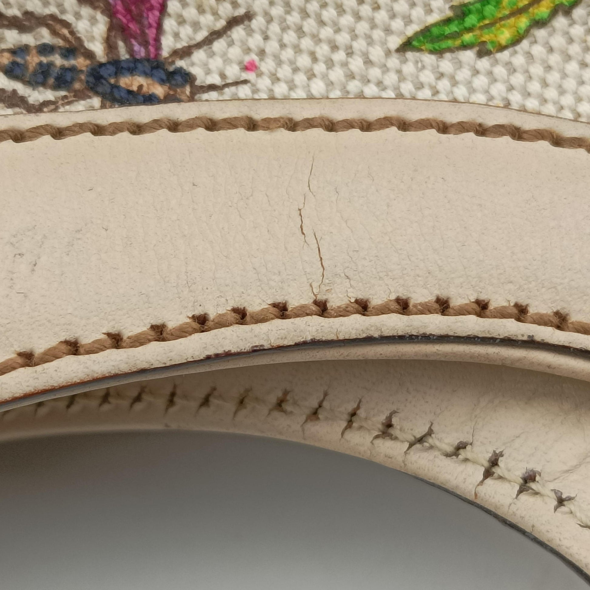 Bamboo Floral White×multicolor canvas×leather 137394 バンブーフローラ ホワイト×マルチカラー キャンバス×レザー 137394 