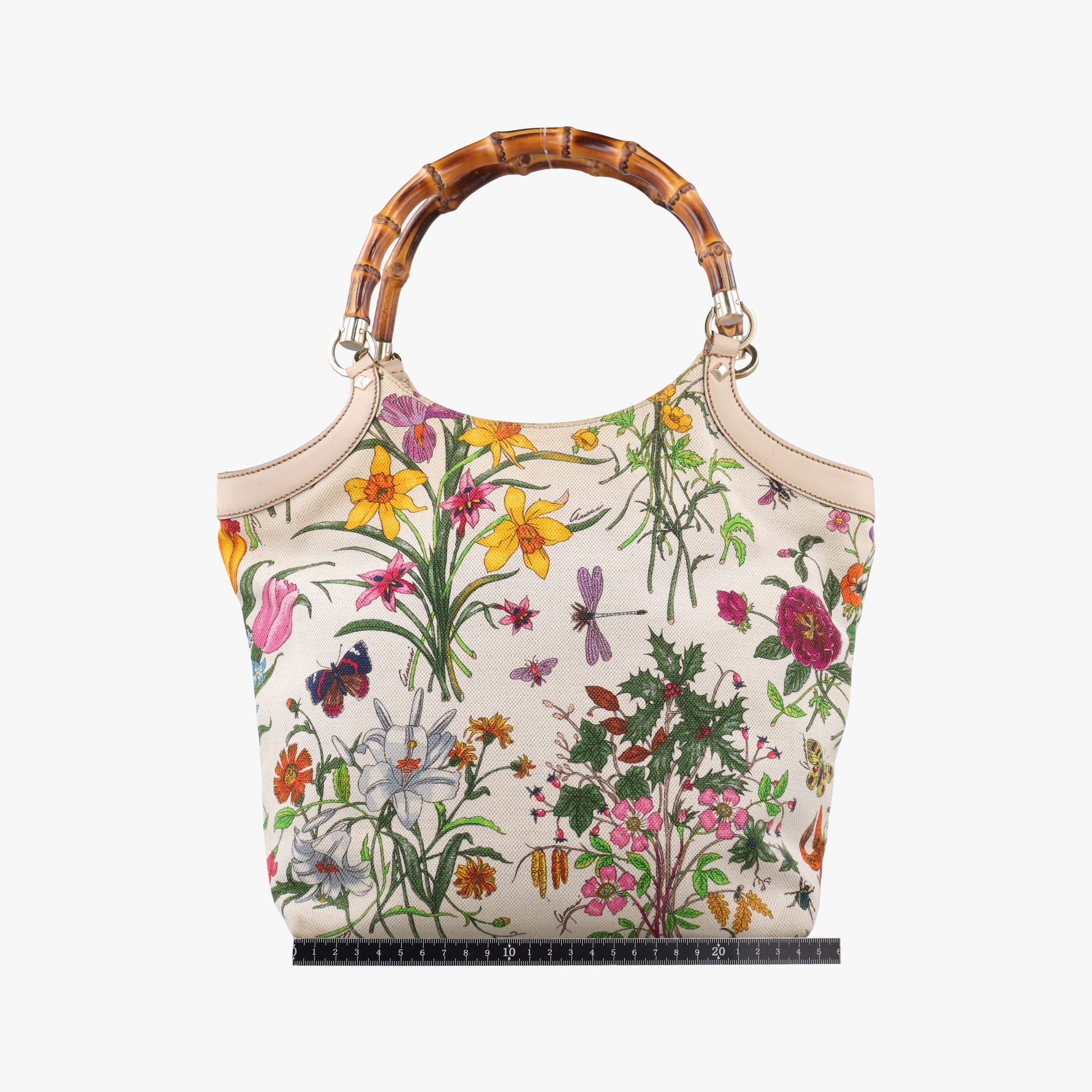 Bamboo Floral White×multicolor canvas×leather 137394 バンブーフローラ ホワイト×マルチカラー キャンバス×レザー 137394 