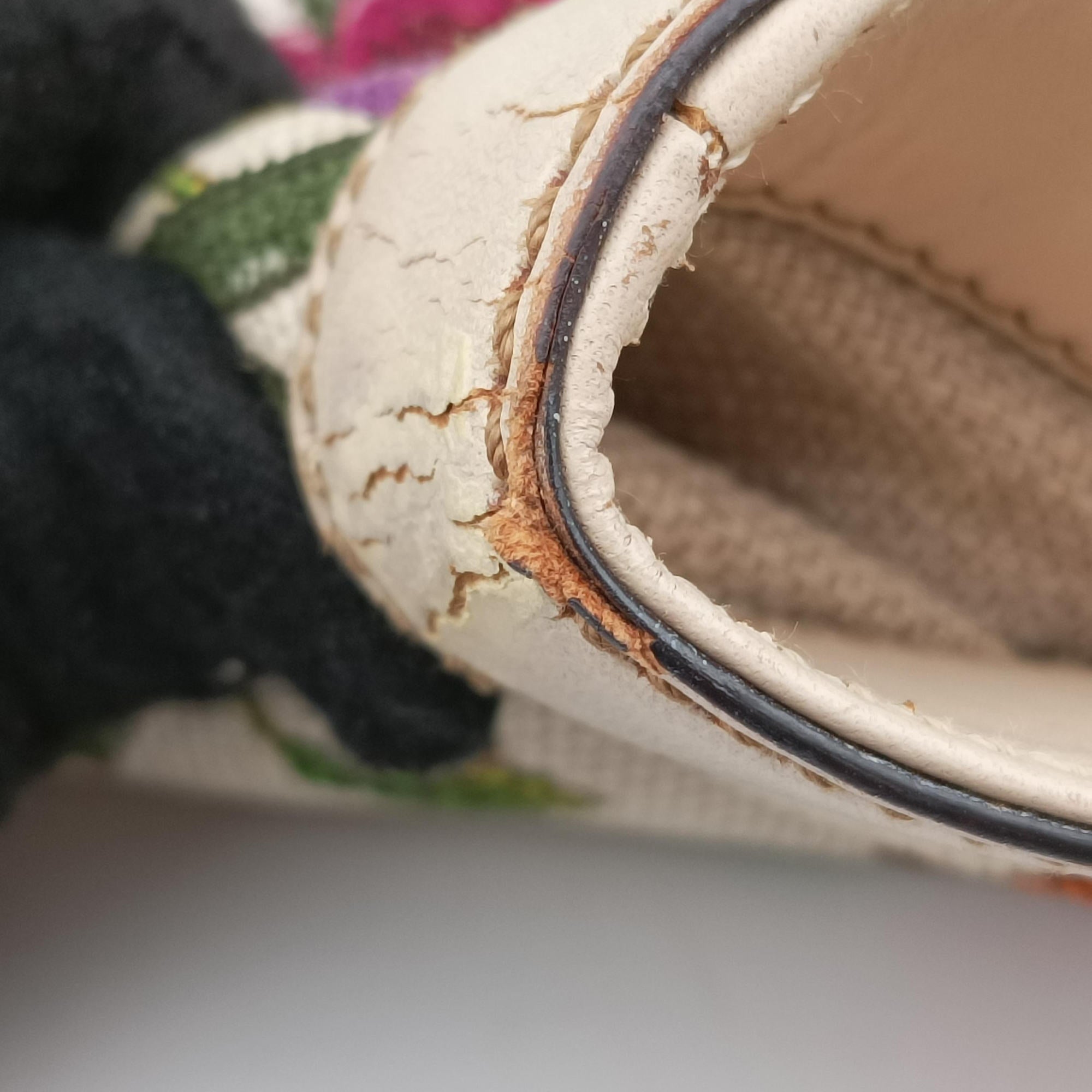 Bamboo Floral White×multicolor canvas×leather 137394 バンブーフローラ ホワイト×マルチカラー キャンバス×レザー 137394 