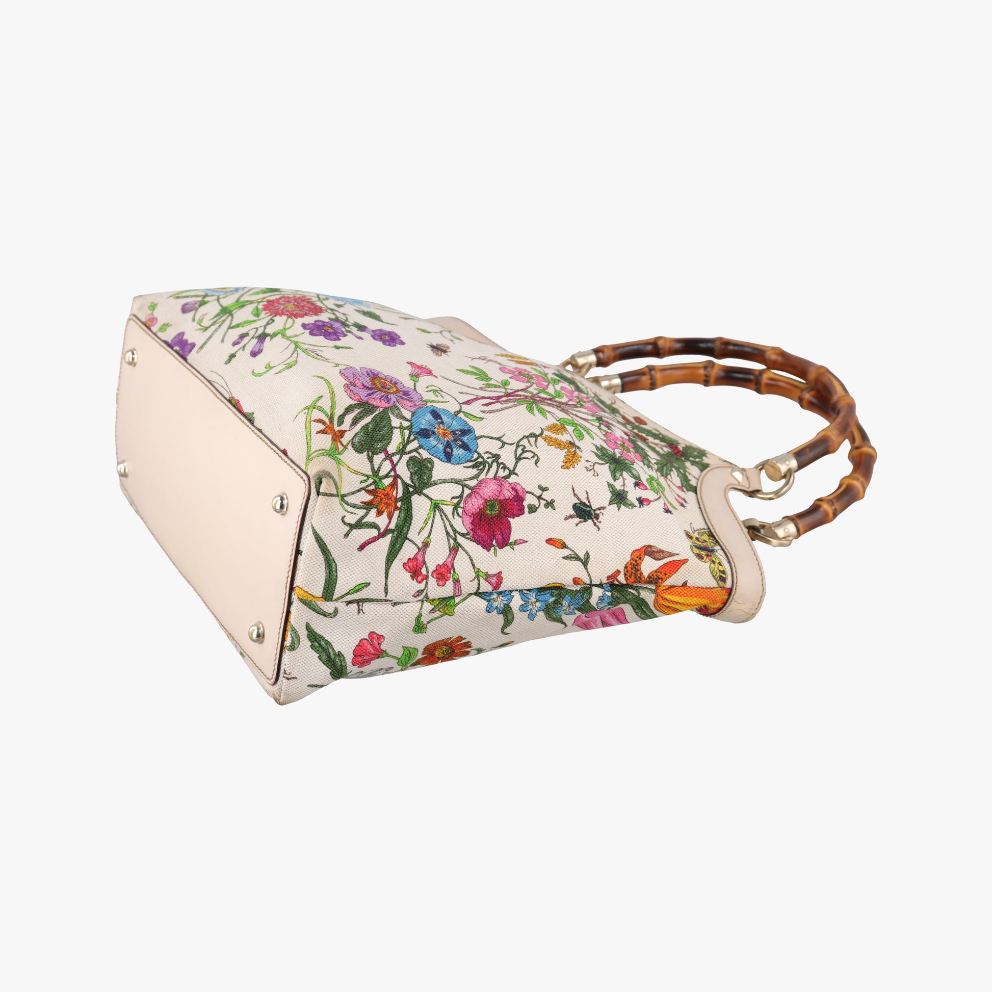 Bamboo Floral White×multicolor canvas×leather 137394 バンブーフローラ ホワイト×マルチカラー キャンバス×レザー 137394 