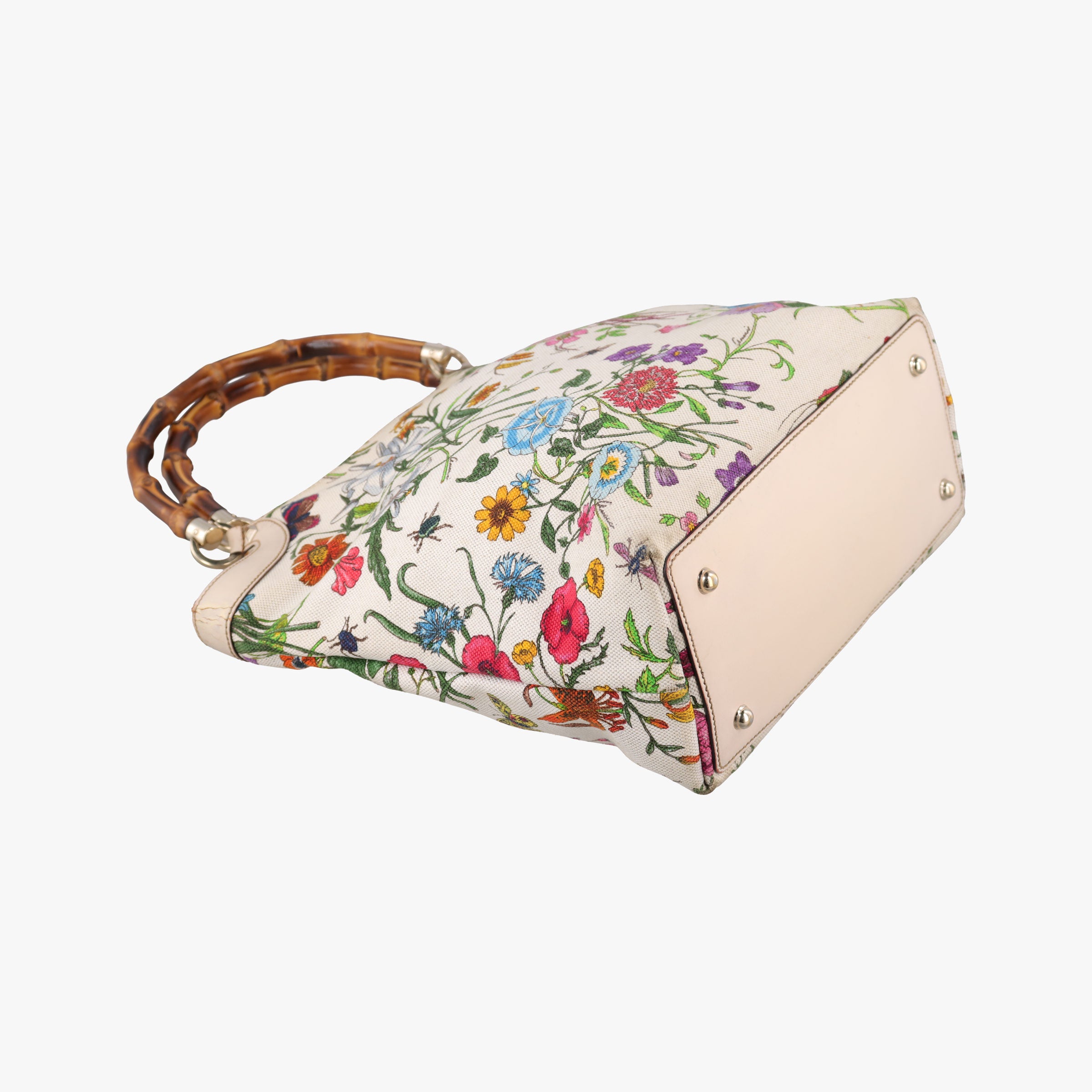 Bamboo Floral White×multicolor canvas×leather 137394 バンブーフローラ ホワイト×マルチカラー キャンバス×レザー 137394 
