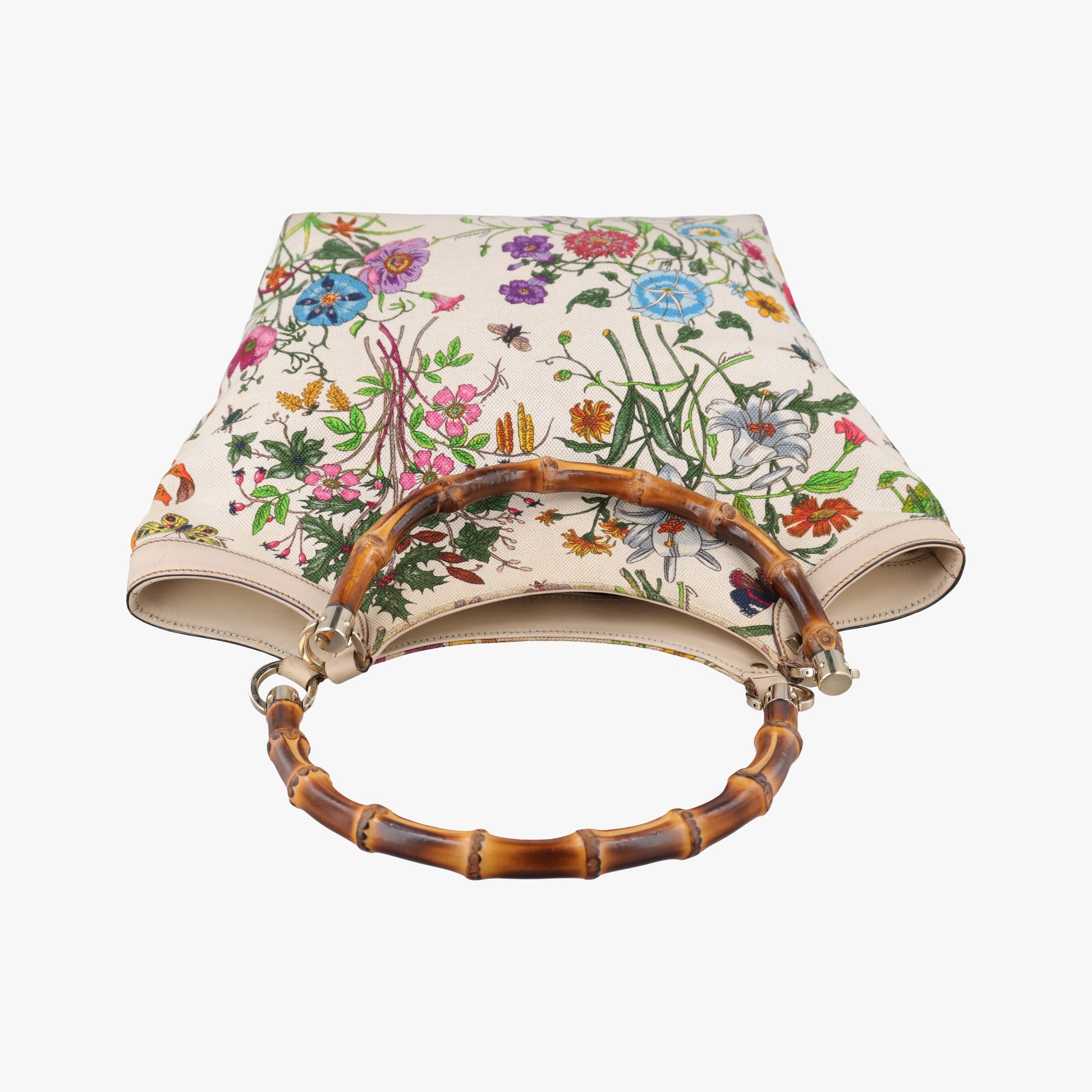 Bamboo Floral White×multicolor canvas×leather 137394 バンブーフローラ ホワイト×マルチカラー キャンバス×レザー 137394 